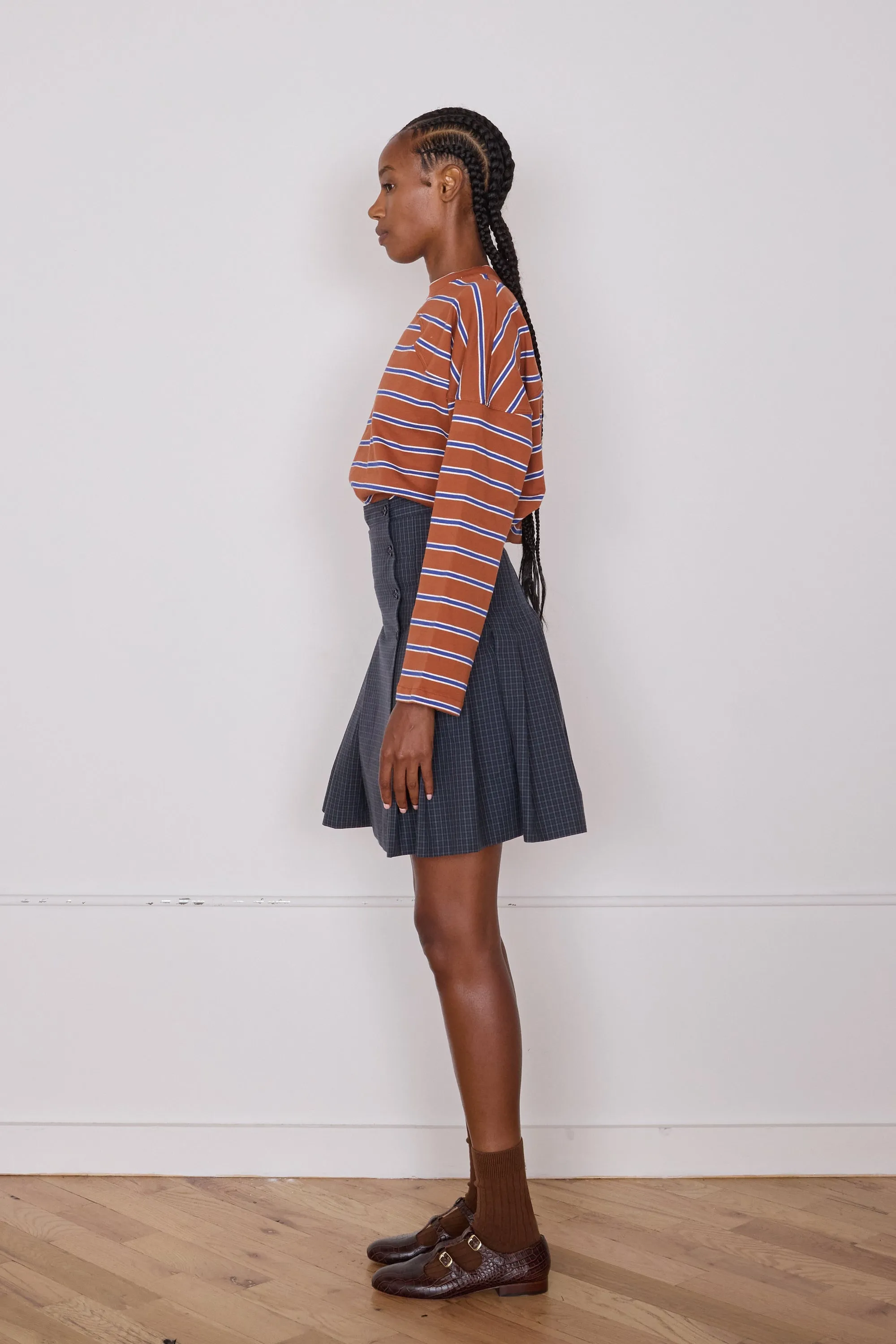 TOSHI SKIRT | MINI CHECK NAVY CRISP COTTON sold by Caron Callahan product image thumbnail 3