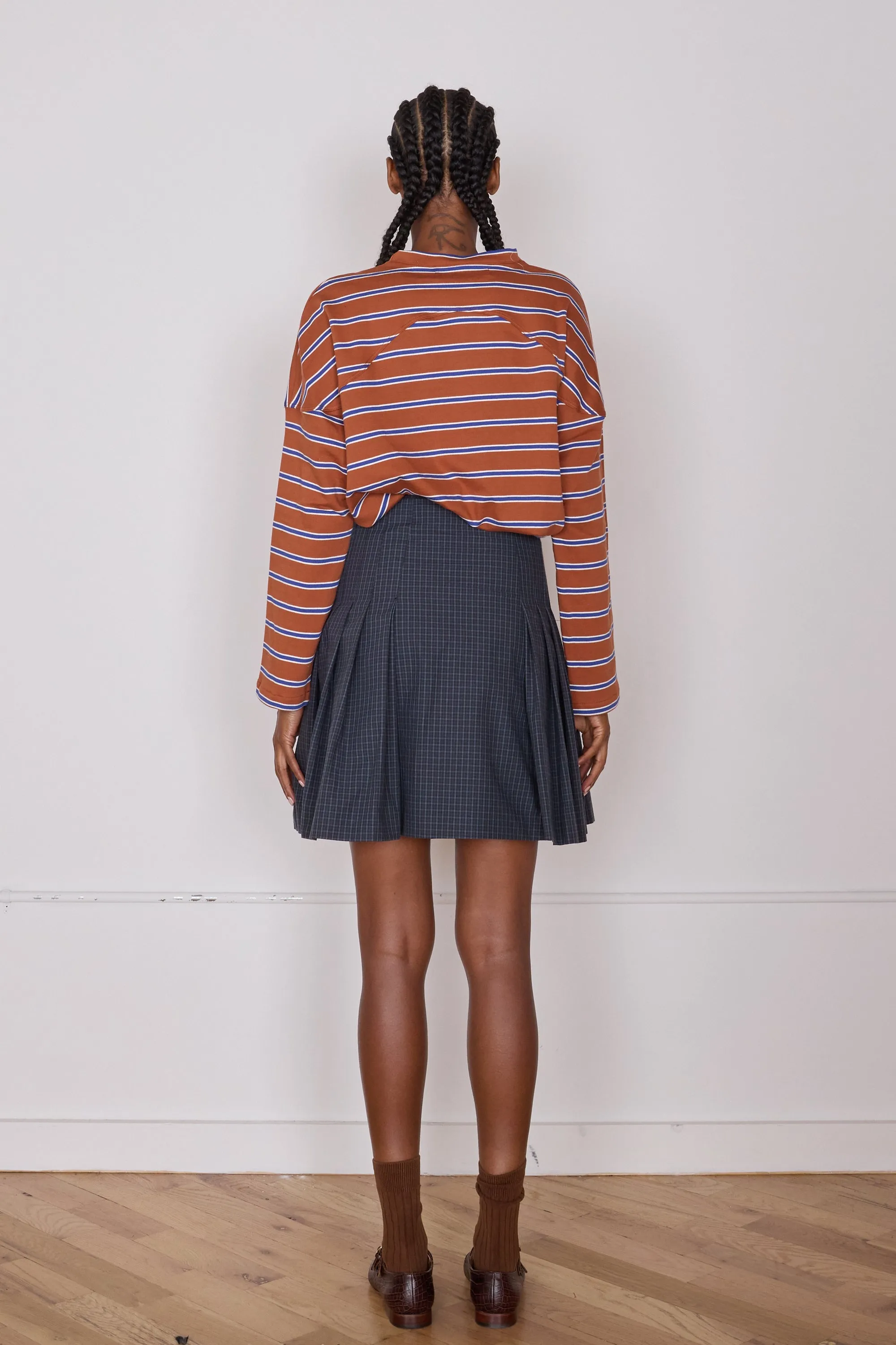 TOSHI SKIRT | MINI CHECK NAVY CRISP COTTON sold by Caron Callahan product image thumbnail 4