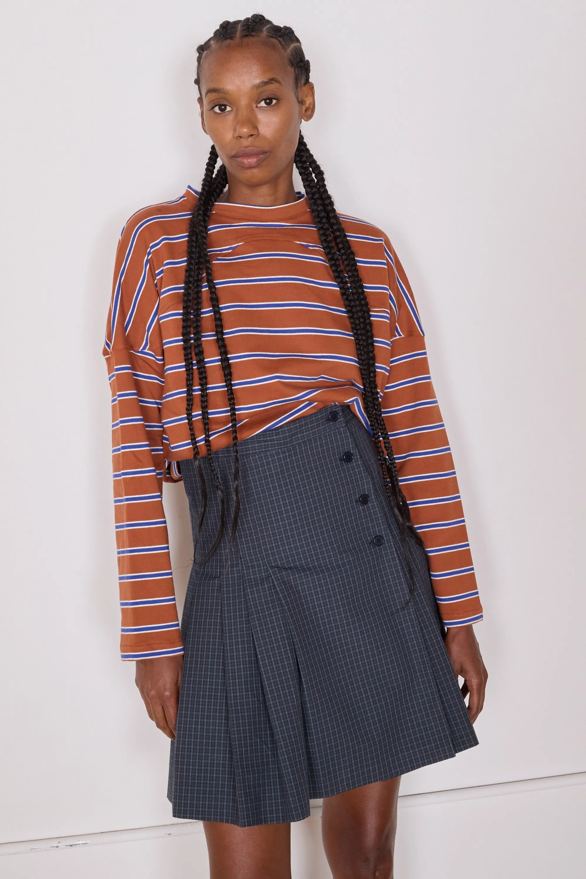 TOSHI SKIRT | MINI CHECK NAVY CRISP COTTON sold by Caron Callahan