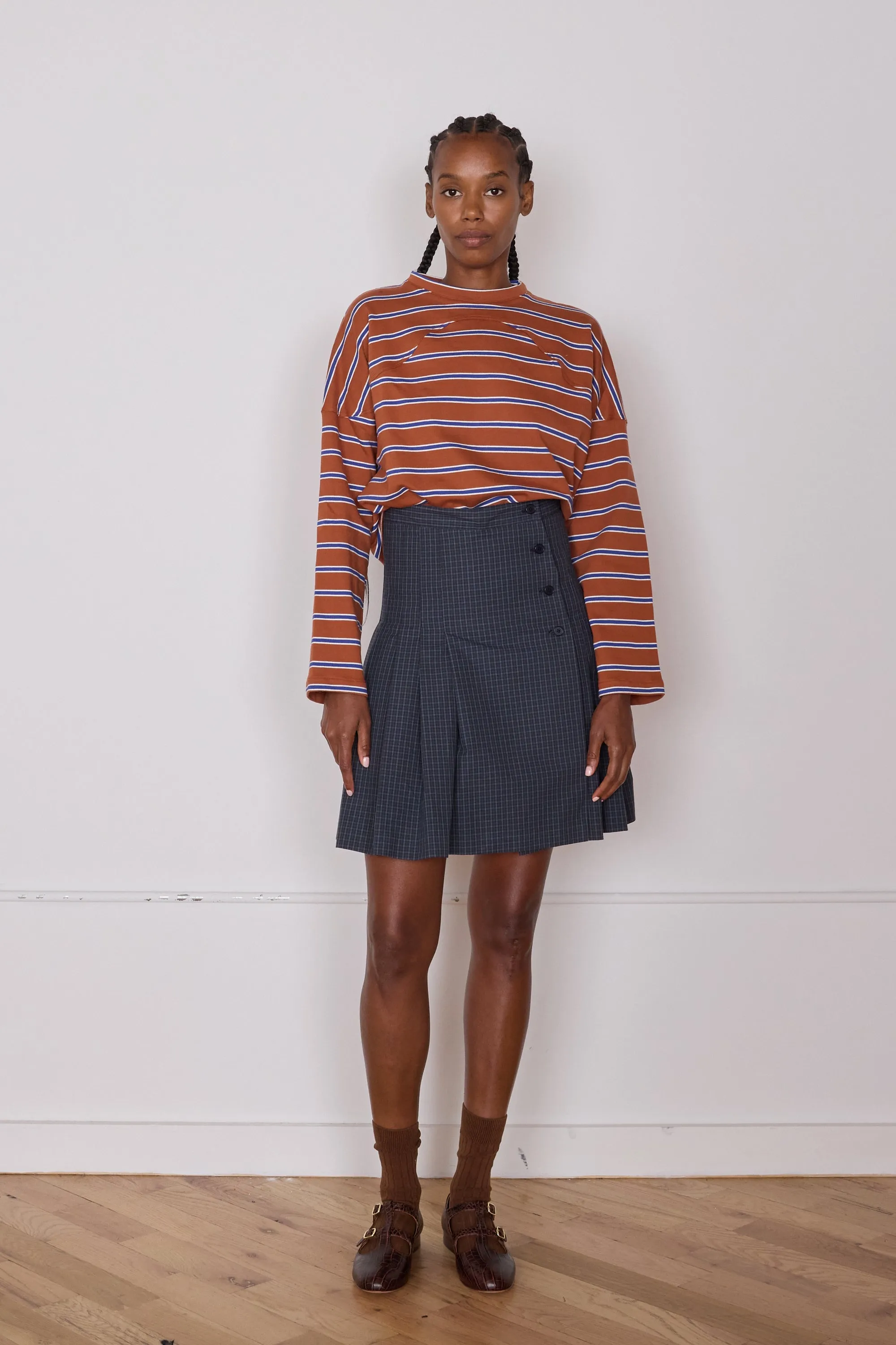 TOSHI SKIRT | MINI CHECK NAVY CRISP COTTON sold by Caron Callahan product image thumbnail 2