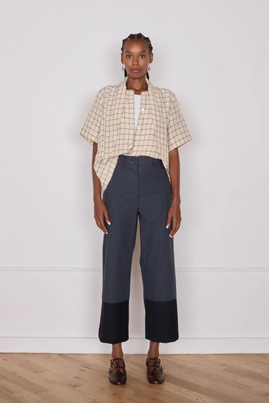 STEWART PANT | NAVY & BLACK MINI CHECK sold by Caron Callahan