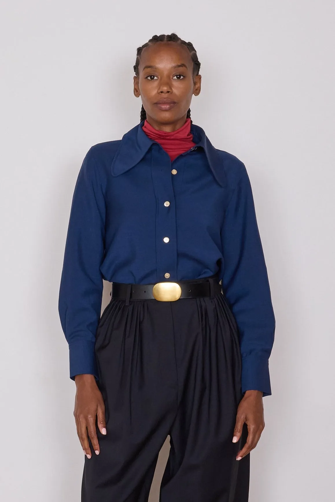 COOPER SHIRT | MARINE TROPICAL WOOL sold by Caron Callahan product image thumbnail 5