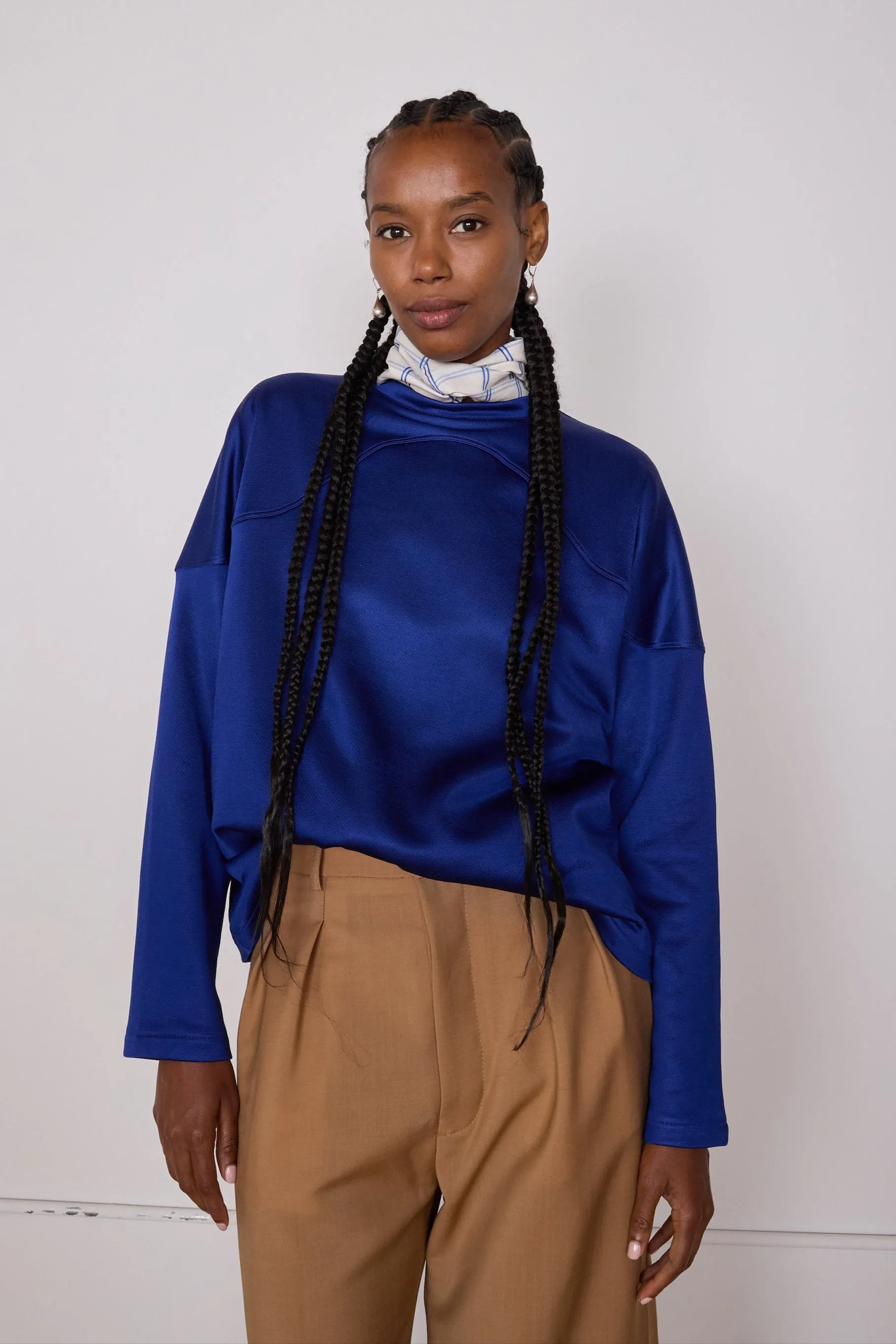 MILO TEE | ROYAL SATIN JERSEY sold by Caron Callahan
