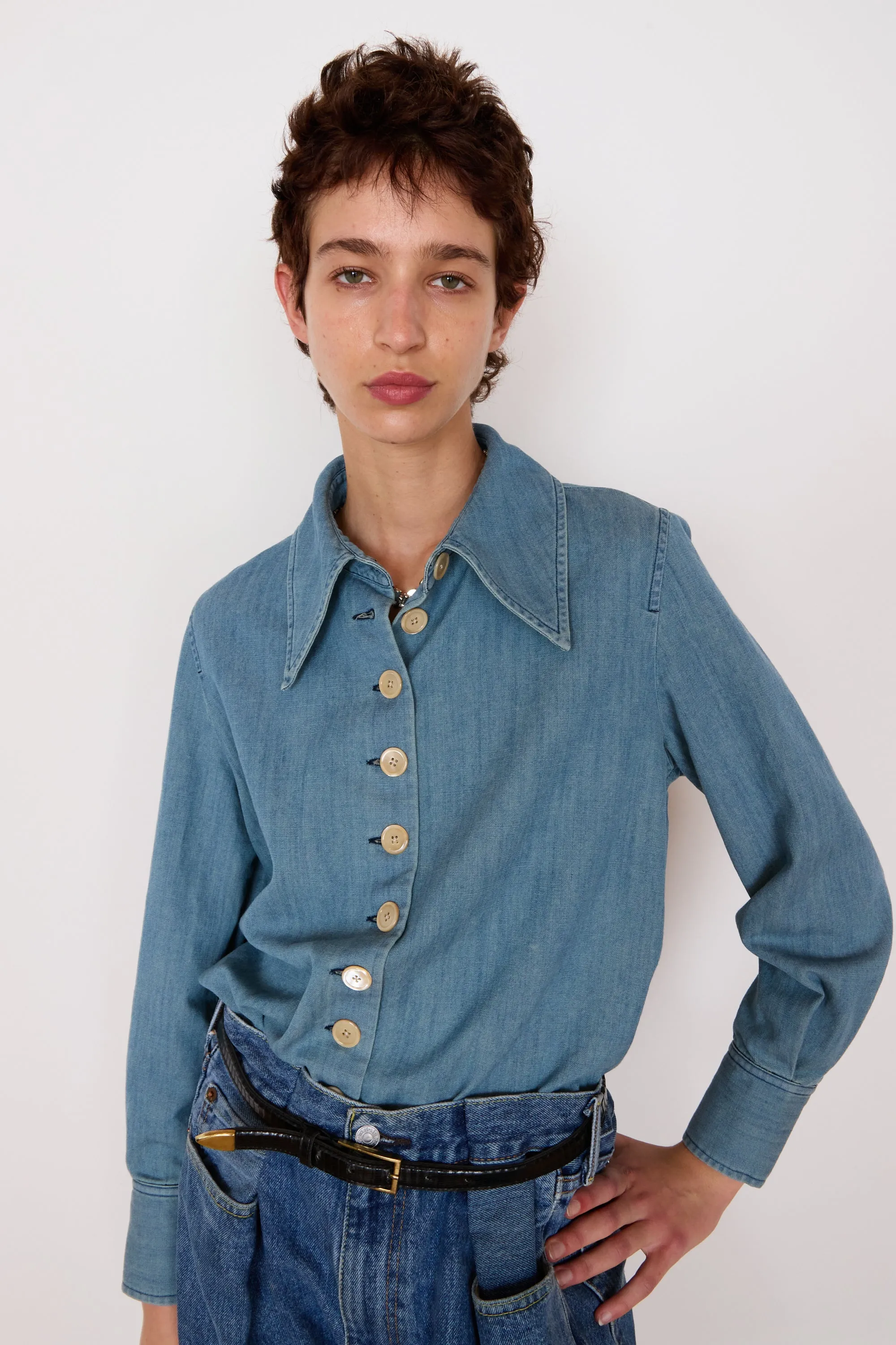 CARISSA SHIRT | FADED CHAMBRAY sold by Caron Callahan product image thumbnail 5