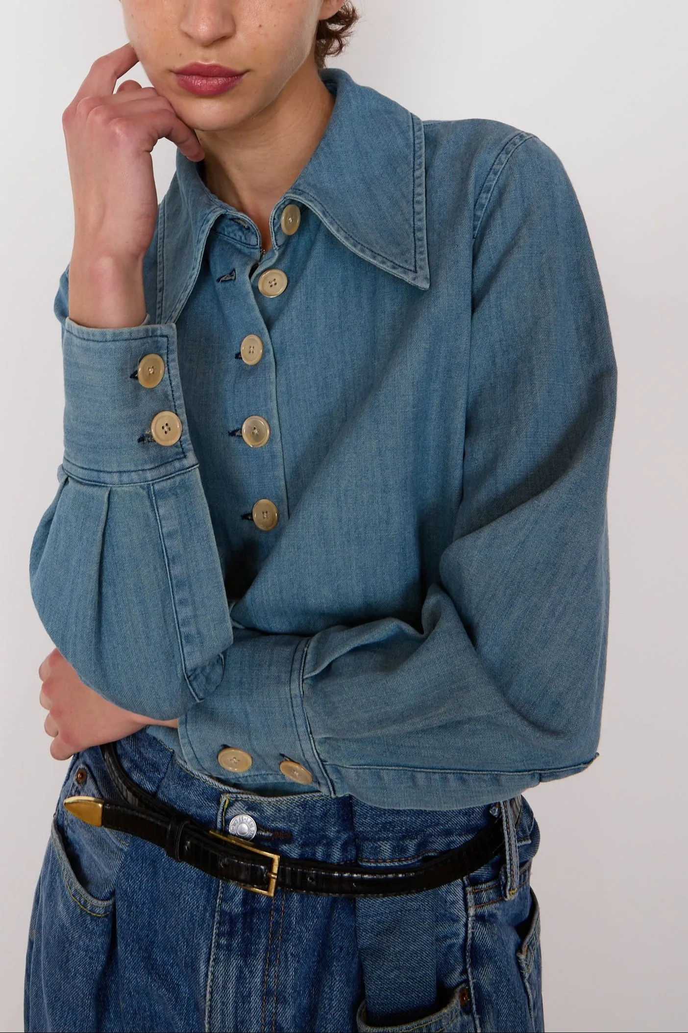 CARISSA SHIRT | FADED CHAMBRAY sold by Caron Callahan product image thumbnail 4