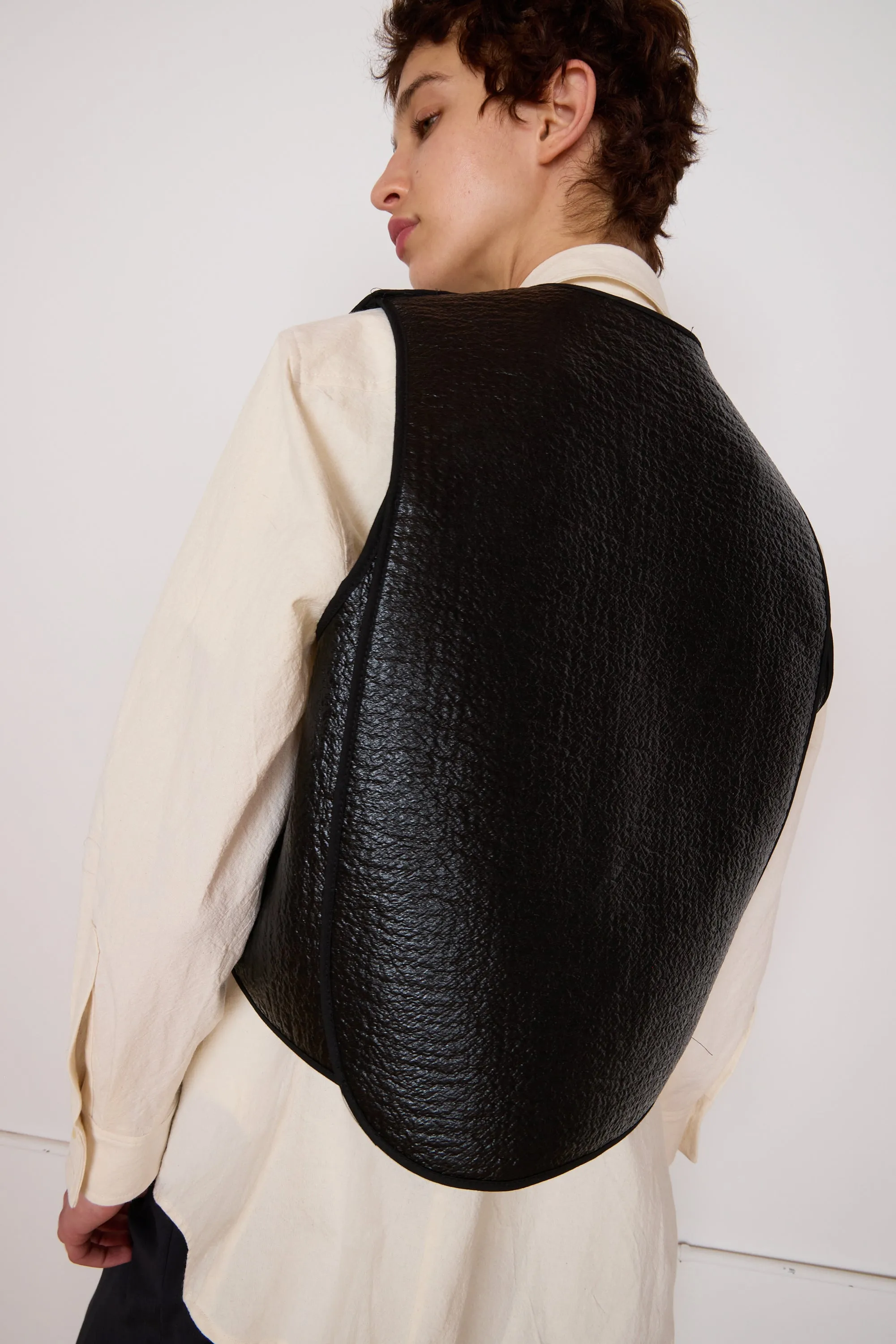 BILLIE VEST | BLACK PATENT WOOL sold by Caron Callahan product image thumbnail 4