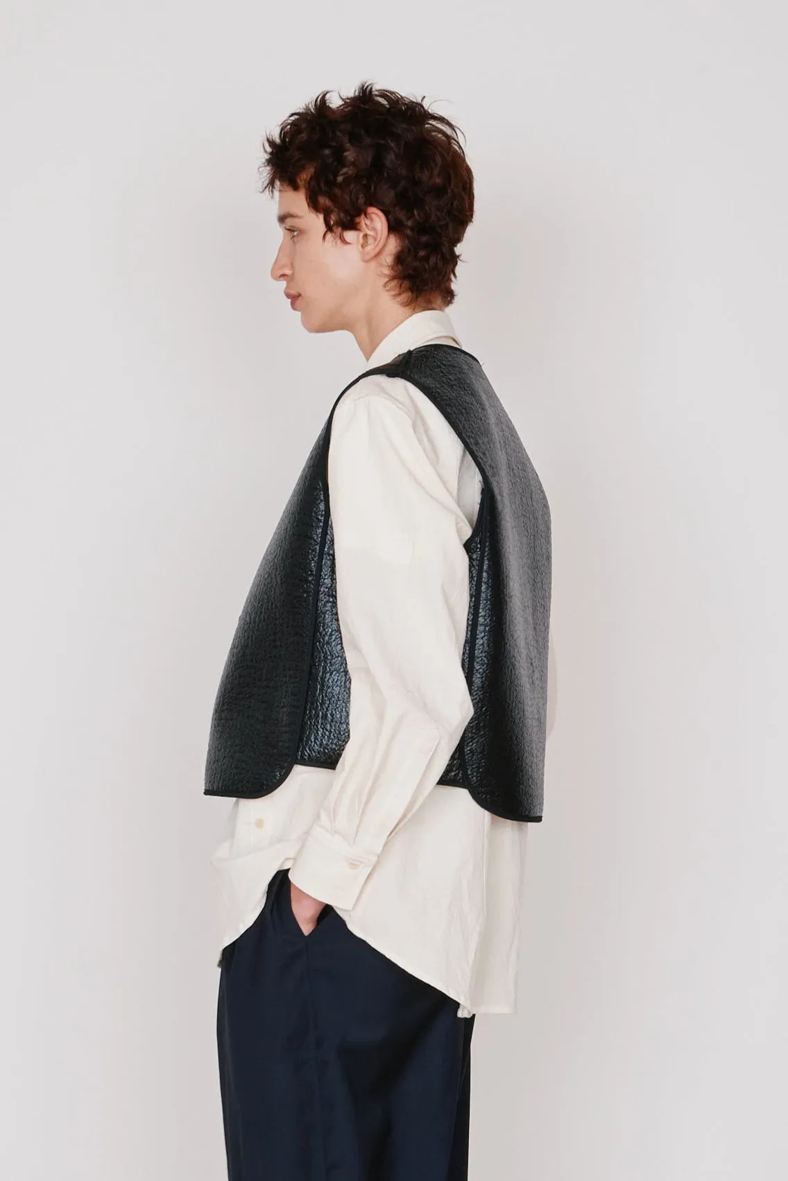 BILLIE VEST | BLACK PATENT WOOL sold by Caron Callahan product image thumbnail 3