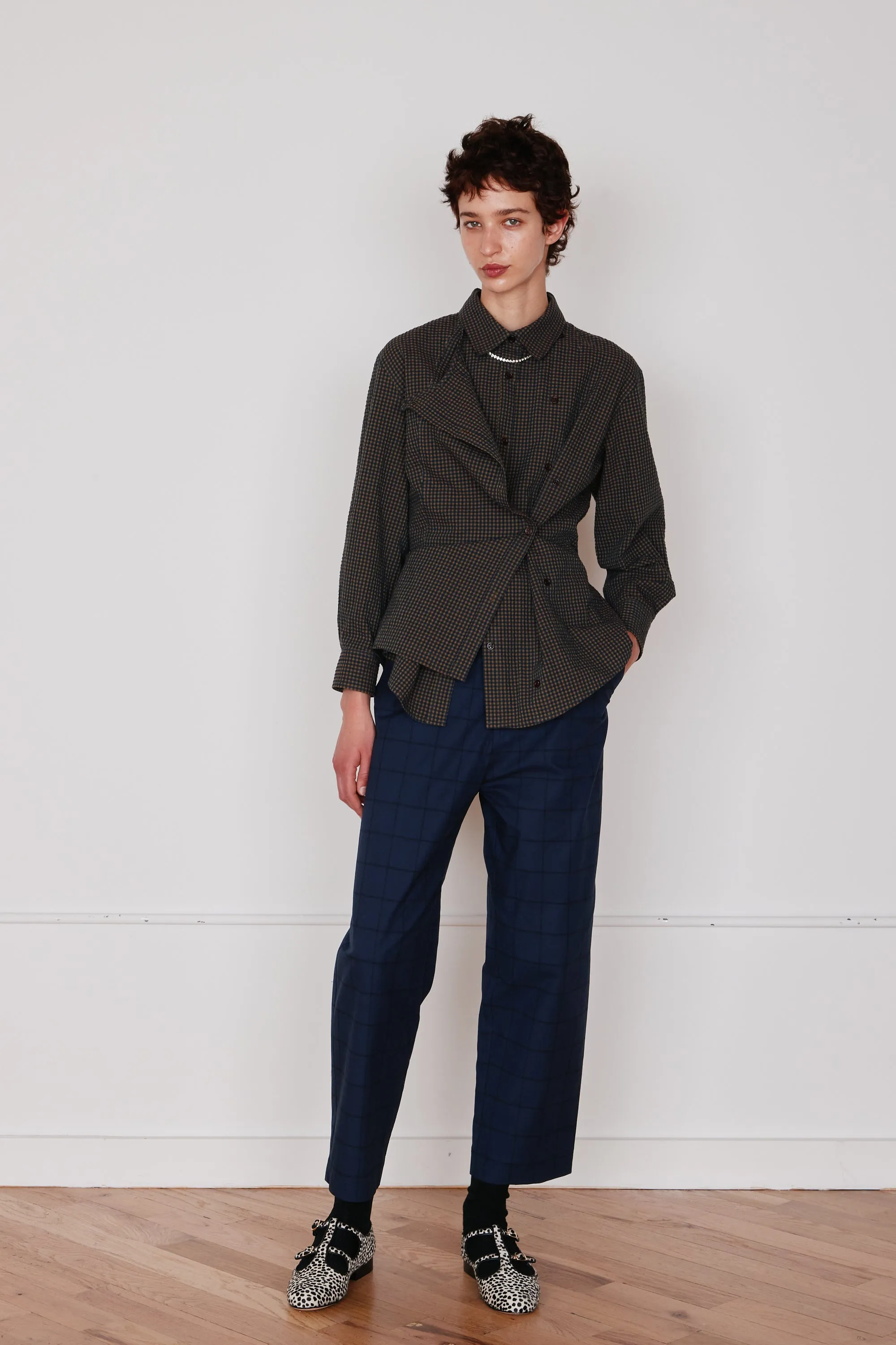 DEAN PANT | NAVY & BLACK WINDOWPANE sold by Caron Callahan