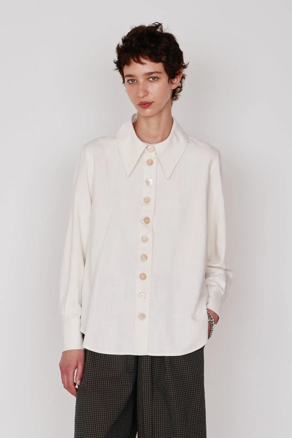 CARISSA SHIRT | CREAM DRAPEY RIPSTOCK sold by Caron Callahan