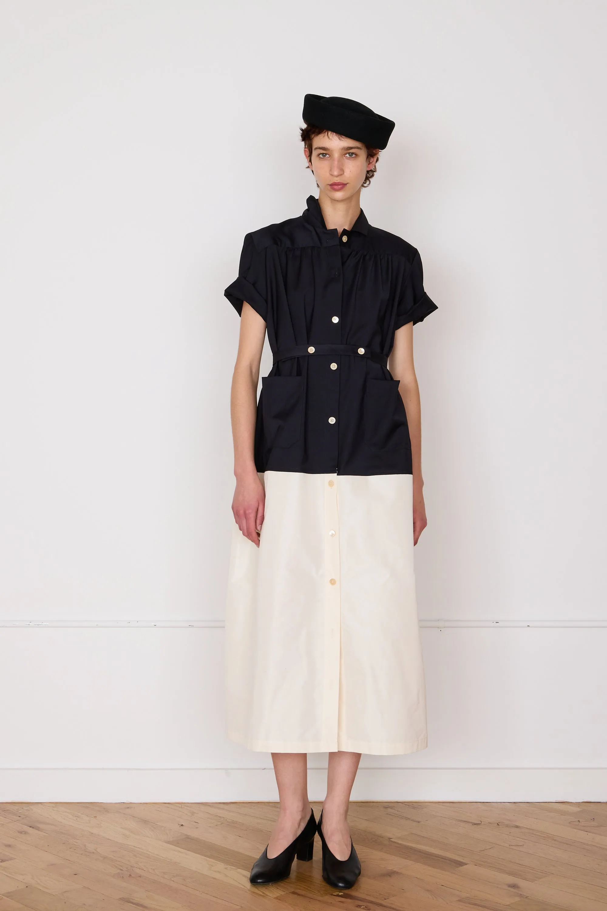 MAREN DRESS | BLACK WOOL SUITING sold by Caron Callahan