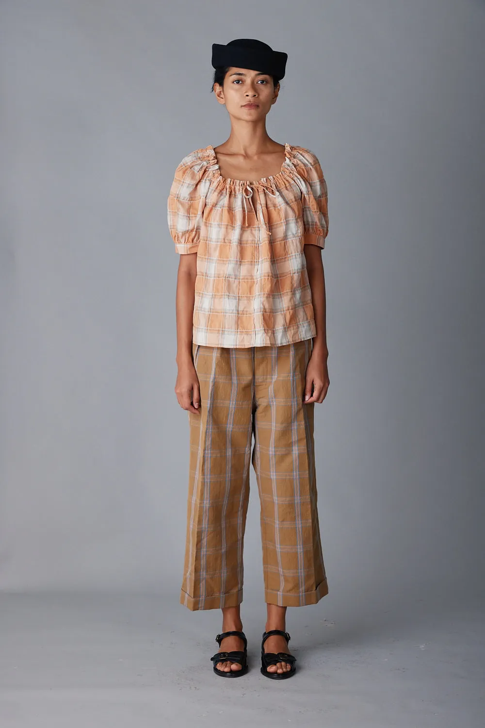 ELAINA SHIRT | PEACH PLAID sold by Caron Callahan product image thumbnail 4