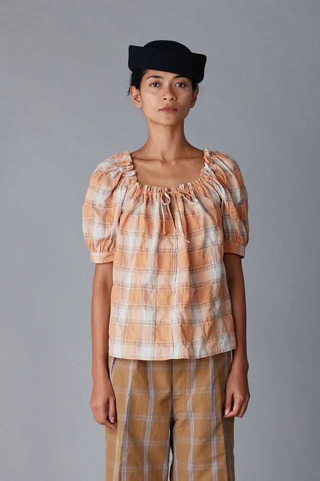 ELAINA SHIRT | PEACH PLAID sold by Caron Callahan