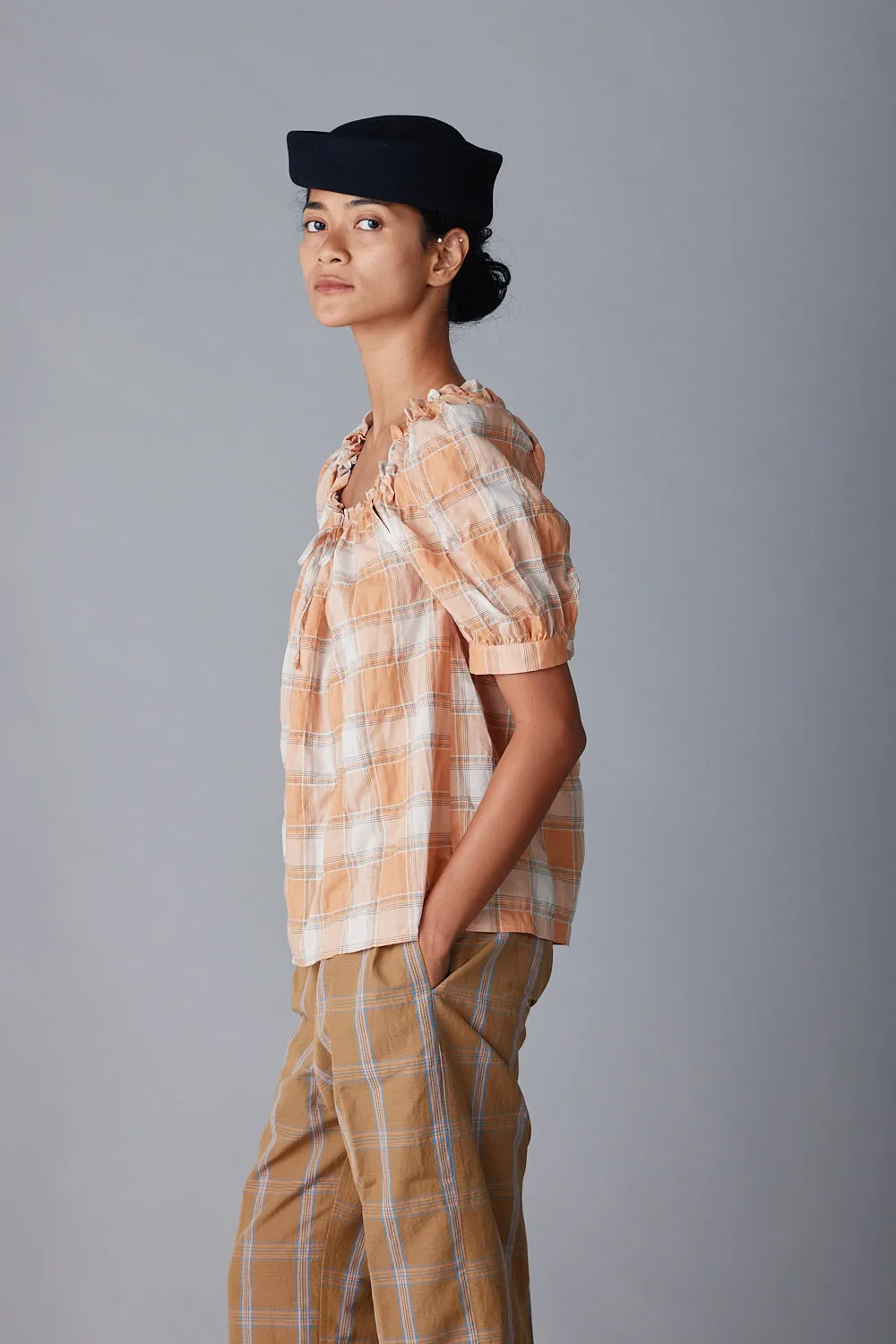 ELAINA SHIRT | PEACH PLAID sold by Caron Callahan product image thumbnail 2