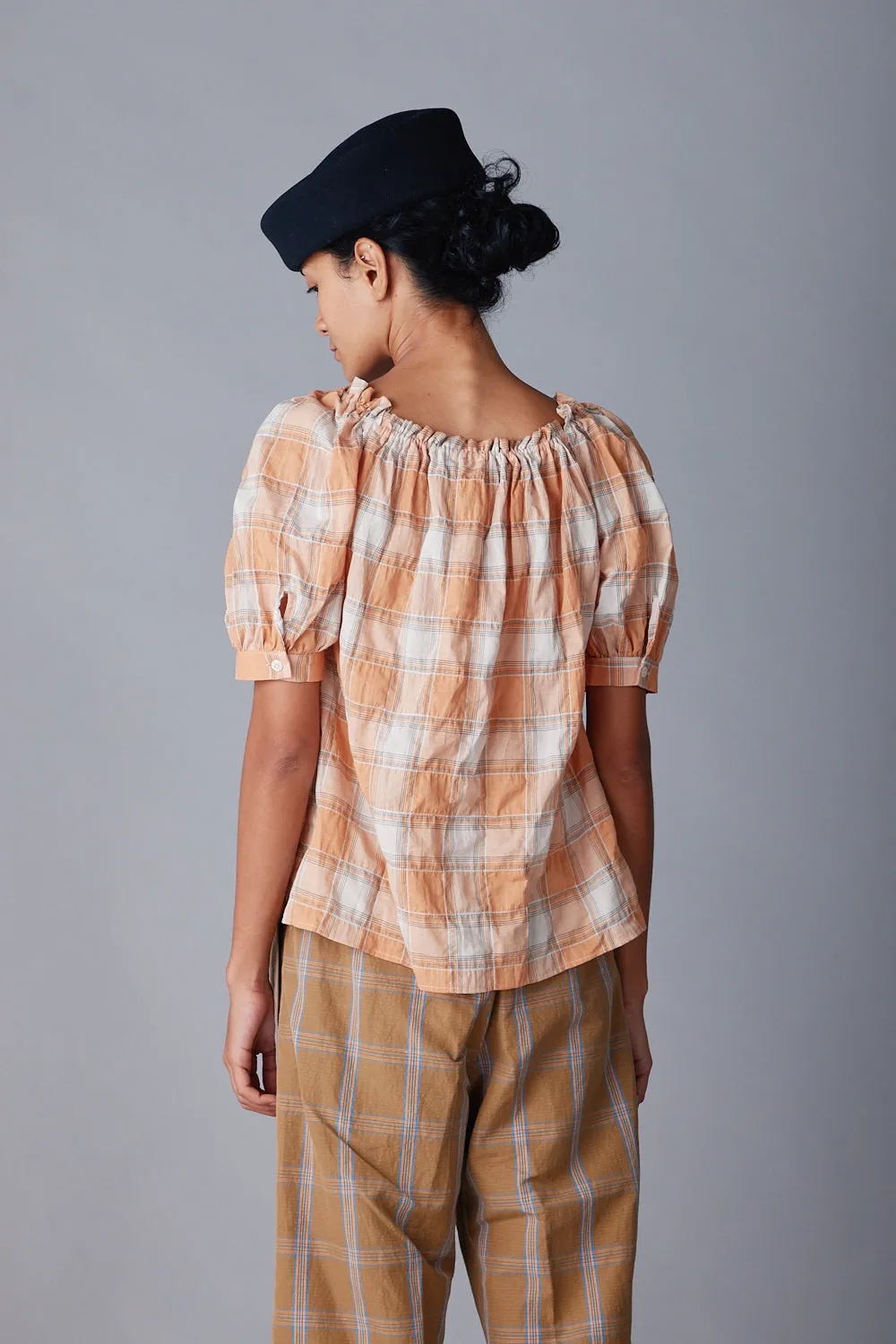 ELAINA SHIRT | PEACH PLAID sold by Caron Callahan product image thumbnail 3