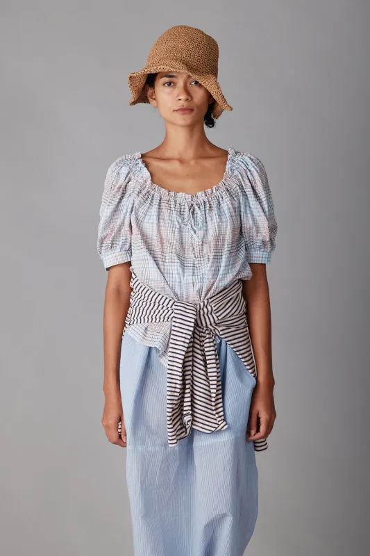 ELAINA SHIRT | BLUE AND WHITE MULTI PLAID sold by Caron Callahan