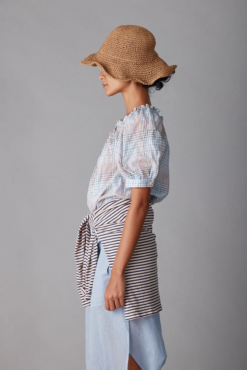 ELAINA SHIRT | BLUE AND WHITE MULTI PLAID sold by Caron Callahan product image thumbnail 3