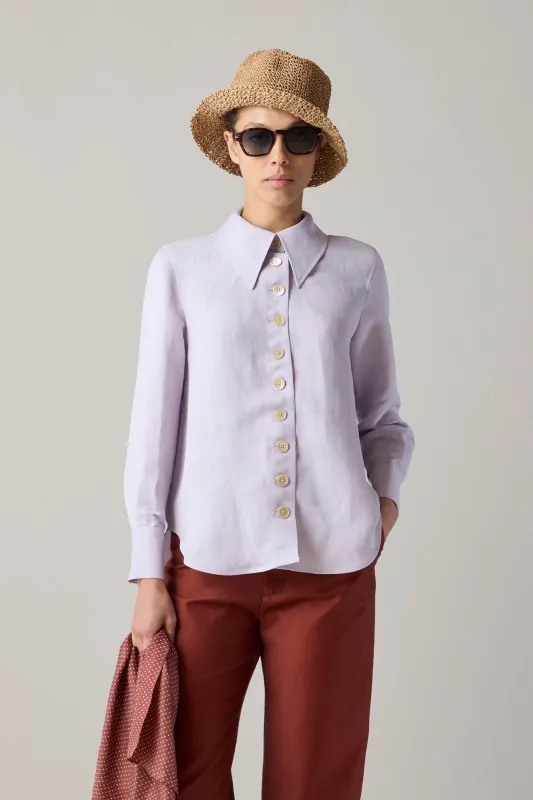 CARISSA SHIRT | LILAC SILK LINEN made by Caron Callahan