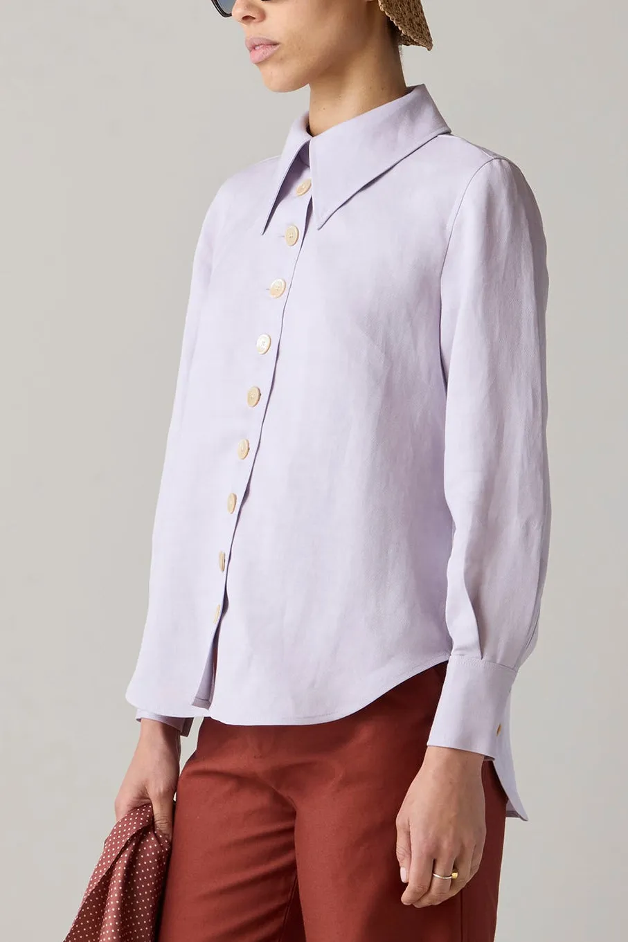 CARISSA SHIRT | LILAC SILK LINEN sold by Caron Callahan product image thumbnail 2