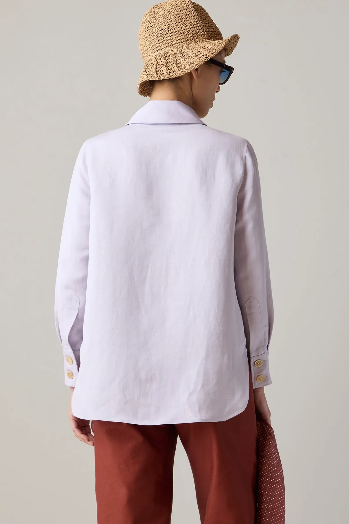 CARISSA SHIRT | LILAC SILK LINEN sold by Caron Callahan product image thumbnail 3