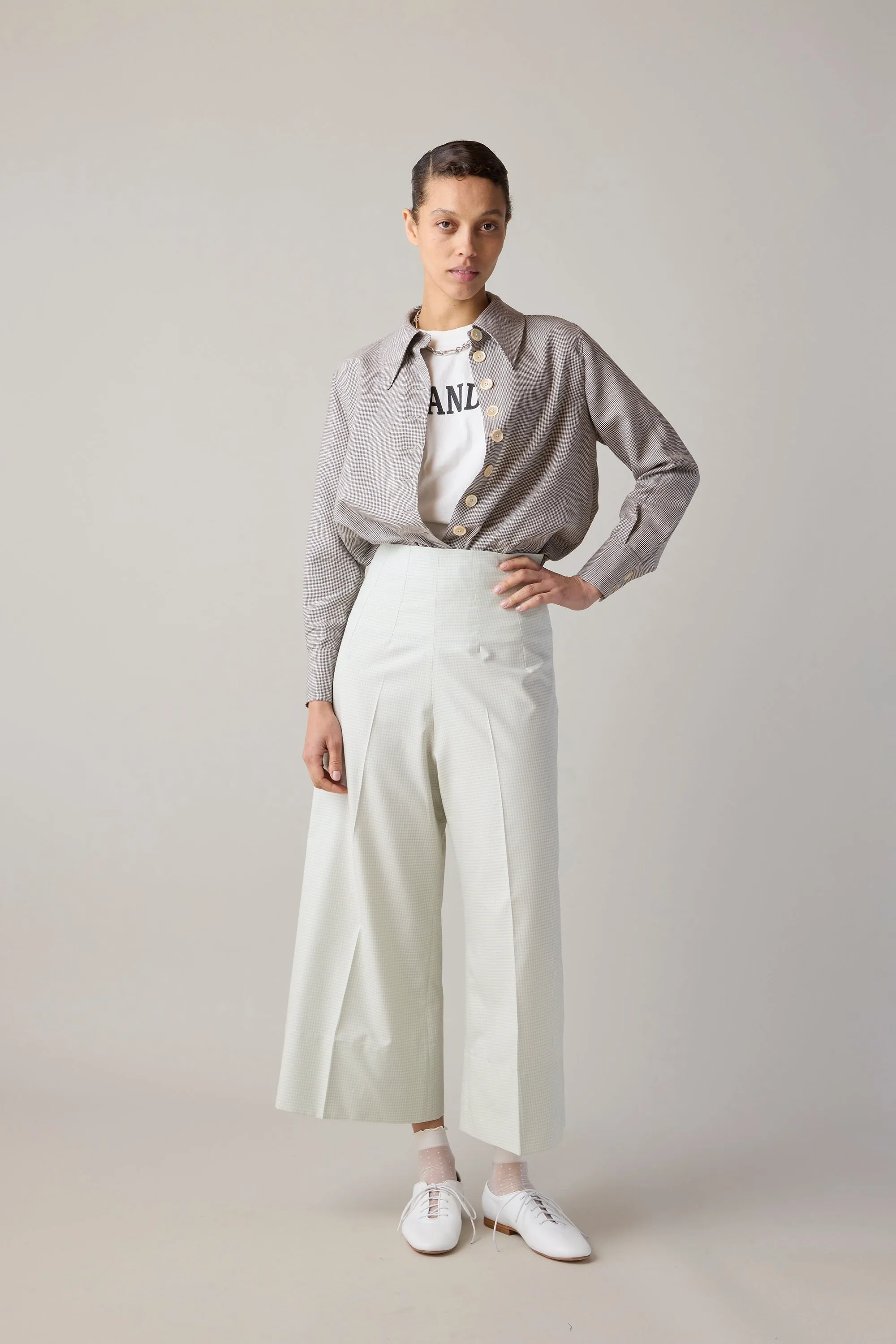 CARISSA SHIRT | BROWN MICRO HOUNDSTOOTH sold by Caron Callahan product image thumbnail 4