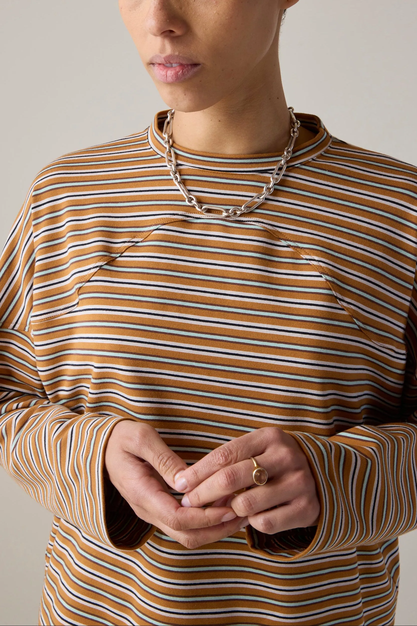 MILO TEE | MULTI BROWN & PINK JERSEY STRIPE sold by Caron Callahan product image thumbnail 2