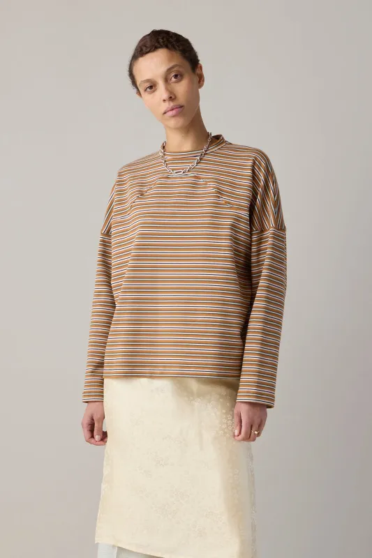 MILO TEE | MULTI BROWN & PINK JERSEY STRIPE made by Caron Callahan
