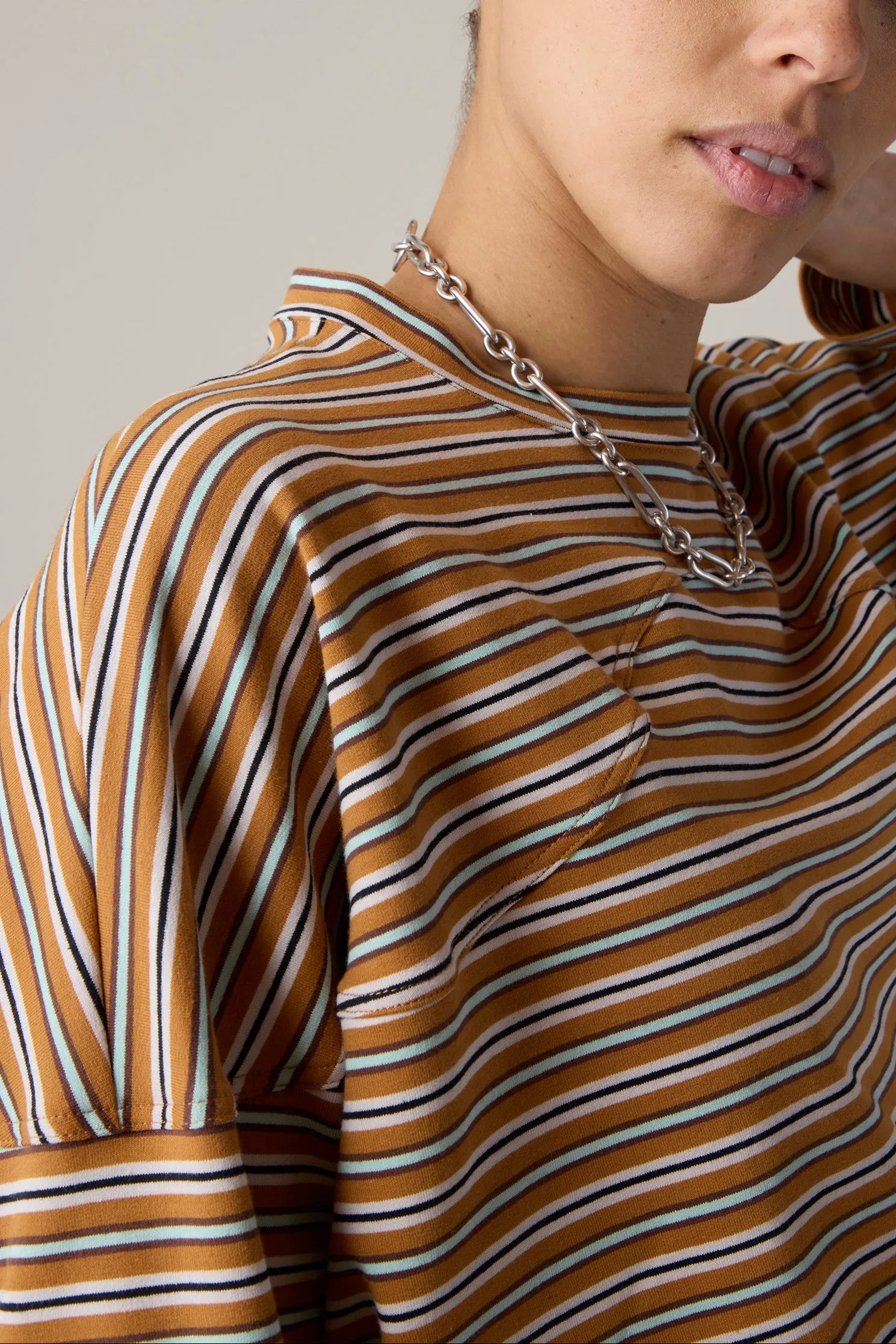 MILO TEE | MULTI BROWN & PINK JERSEY STRIPE sold by Caron Callahan product image thumbnail 3