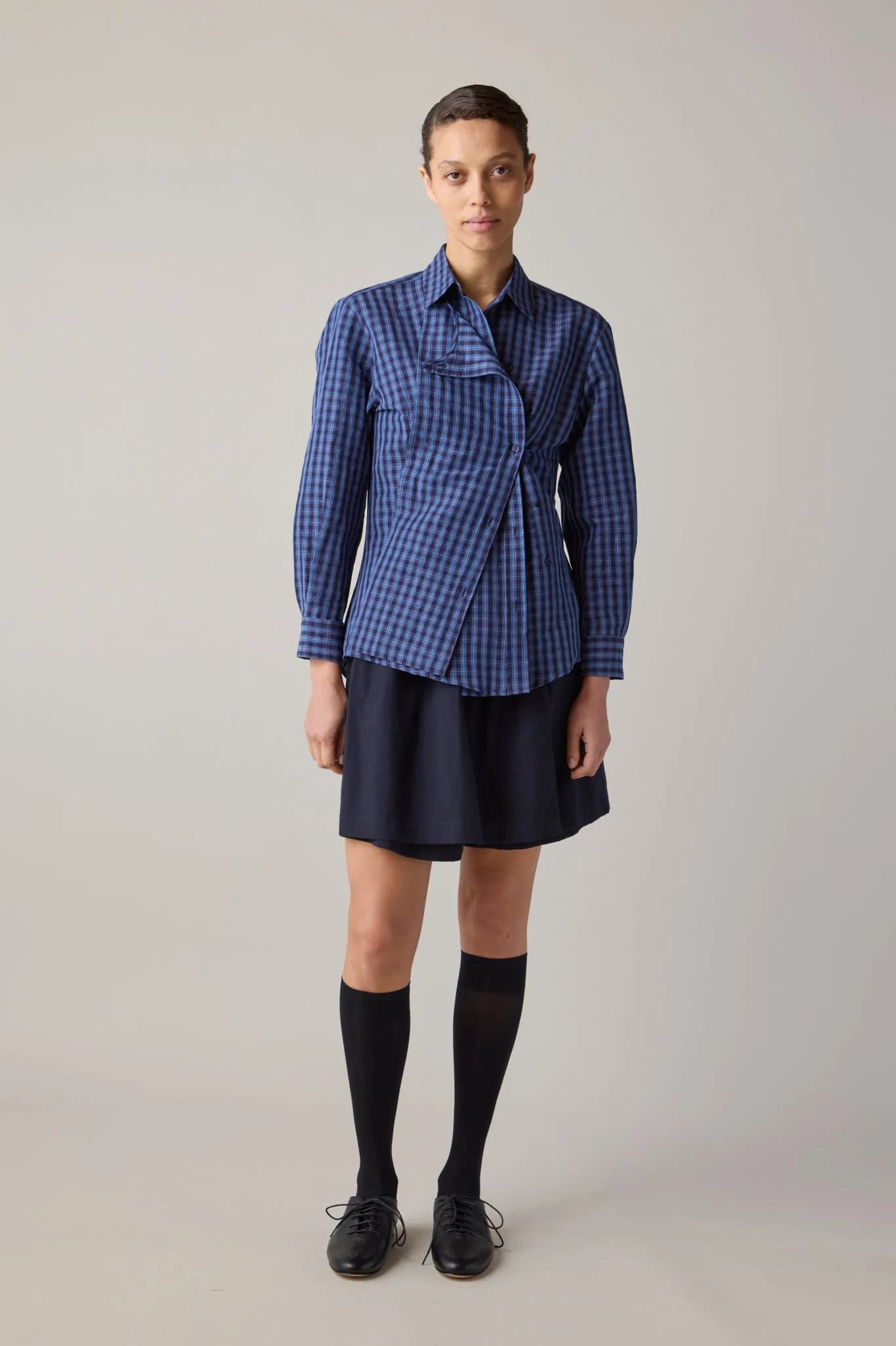 JOANNA SHIRT | CORNFLOWER & NAVY PLAID sold by Caron Callahan product image thumbnail 4