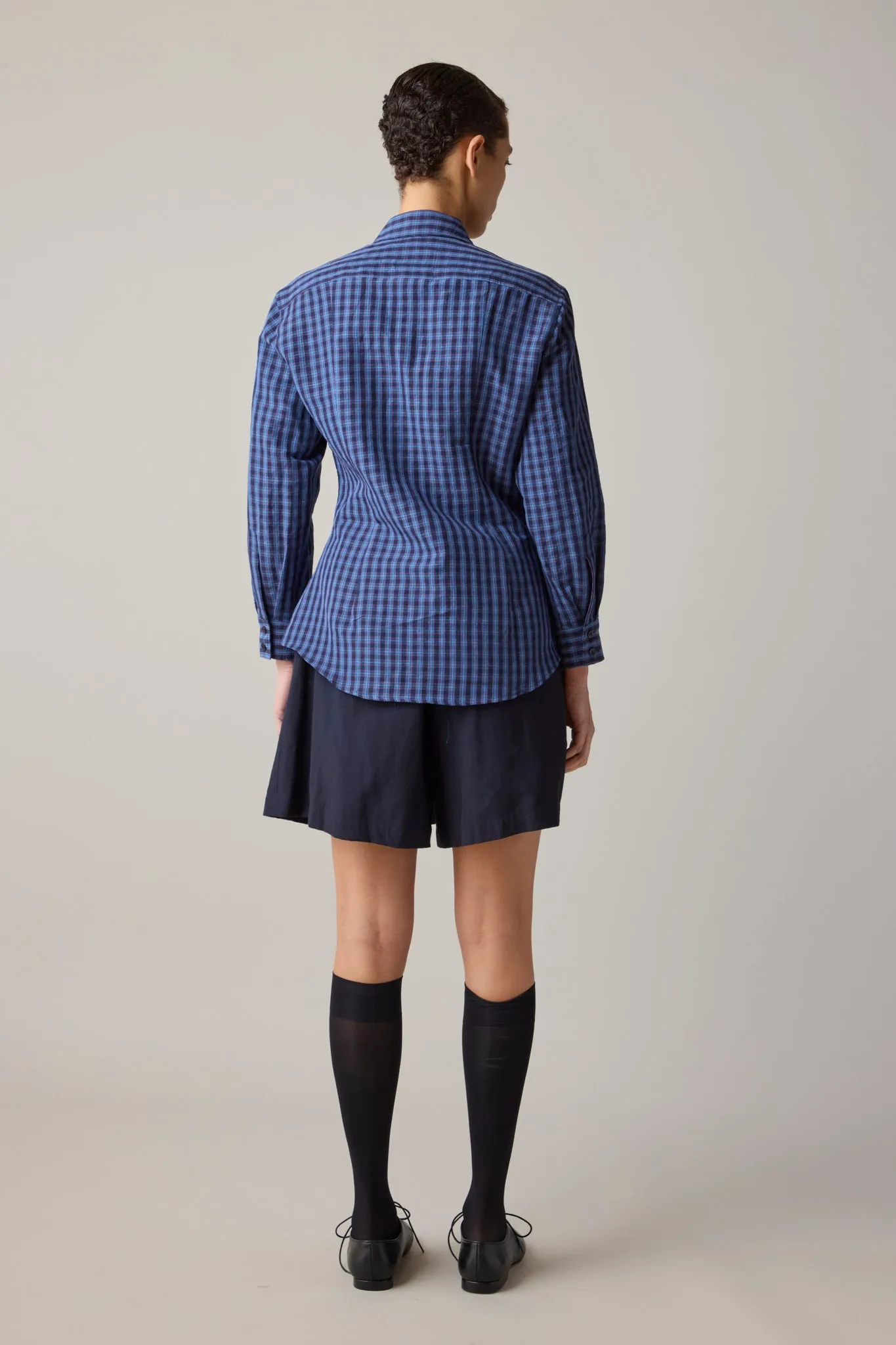 JOANNA SHIRT | CORNFLOWER & NAVY PLAID sold by Caron Callahan product image thumbnail 5