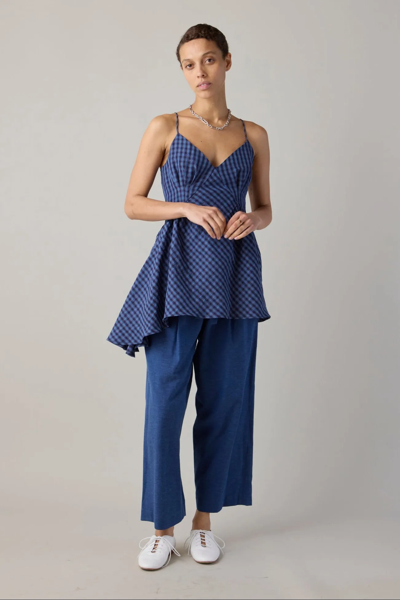 GAIL TOP | CORNFLOWER & NAVY PLAID sold by Caron Callahan product image thumbnail 4