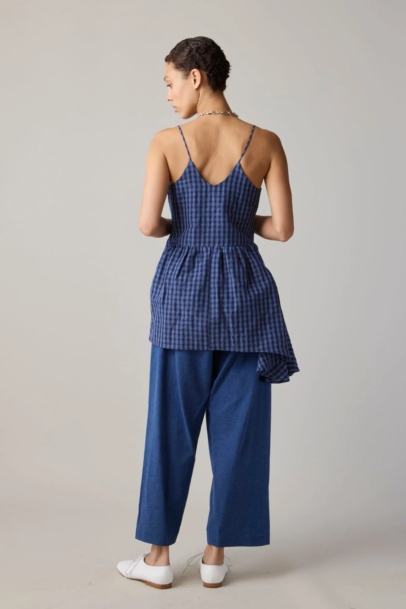 GAIL TOP | CORNFLOWER & NAVY PLAID sold by Caron Callahan product image thumbnail 5