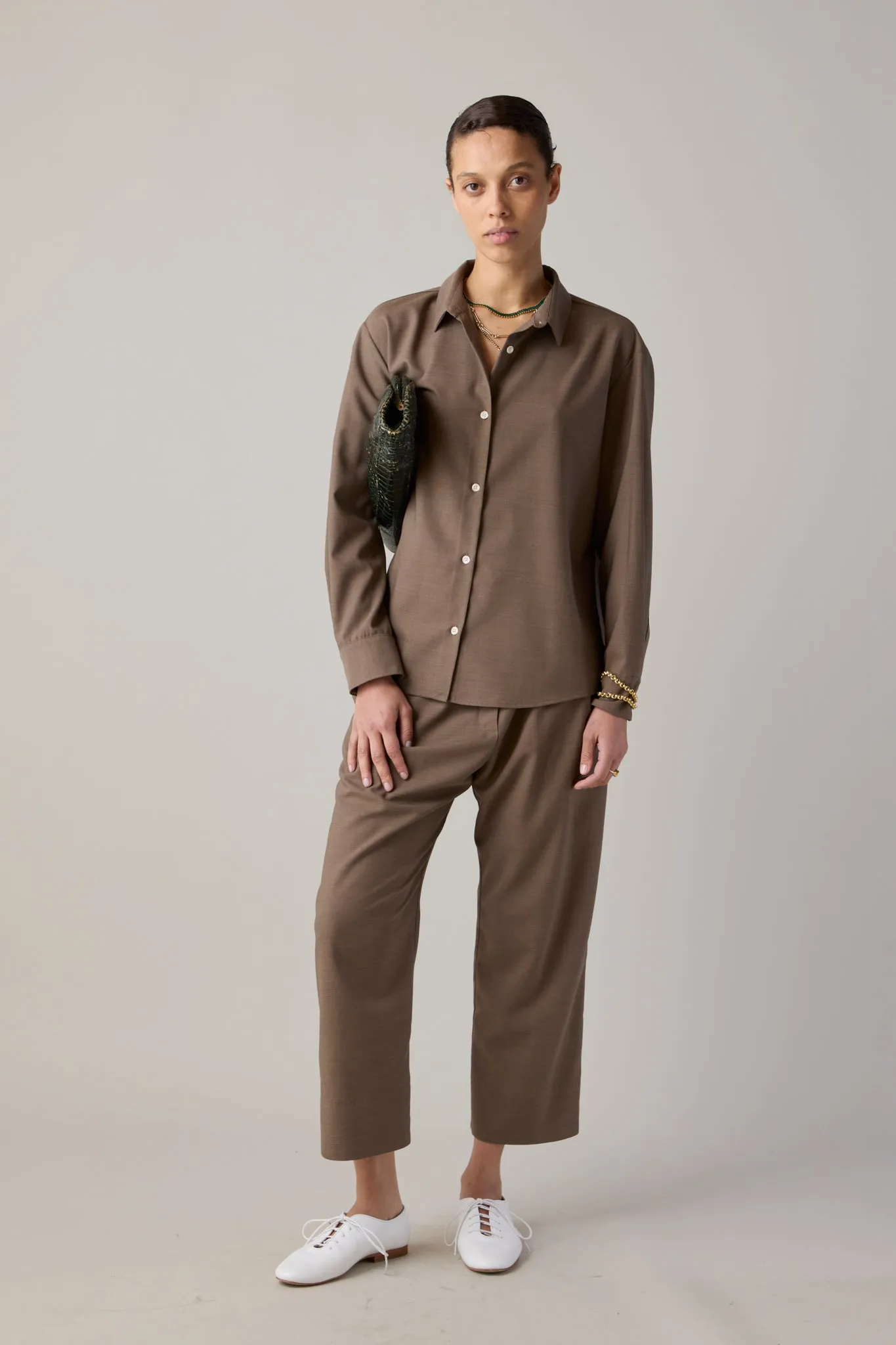 ALICE SHIRT | MUSHROOM TROPICAL WOOL sold by Caron Callahan product image thumbnail 3