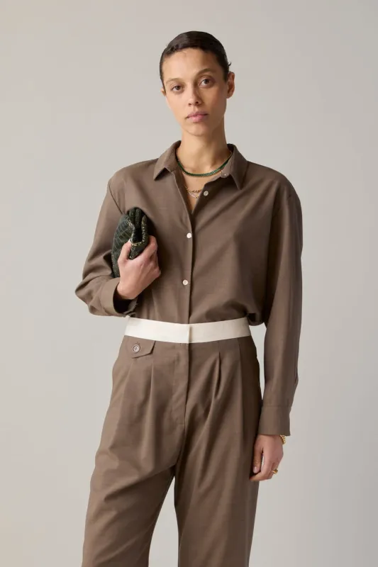 ALICE SHIRT | MUSHROOM TROPICAL WOOL sold by Caron Callahan