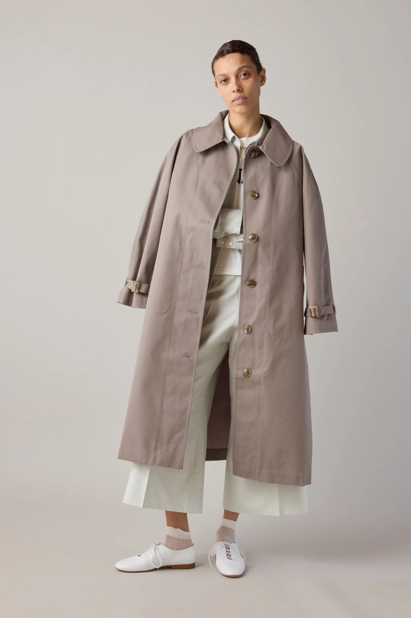 GODFREY TRENCH | TAUPE WITH PINK TECHNICAL COTTON sold by Caron Callahan