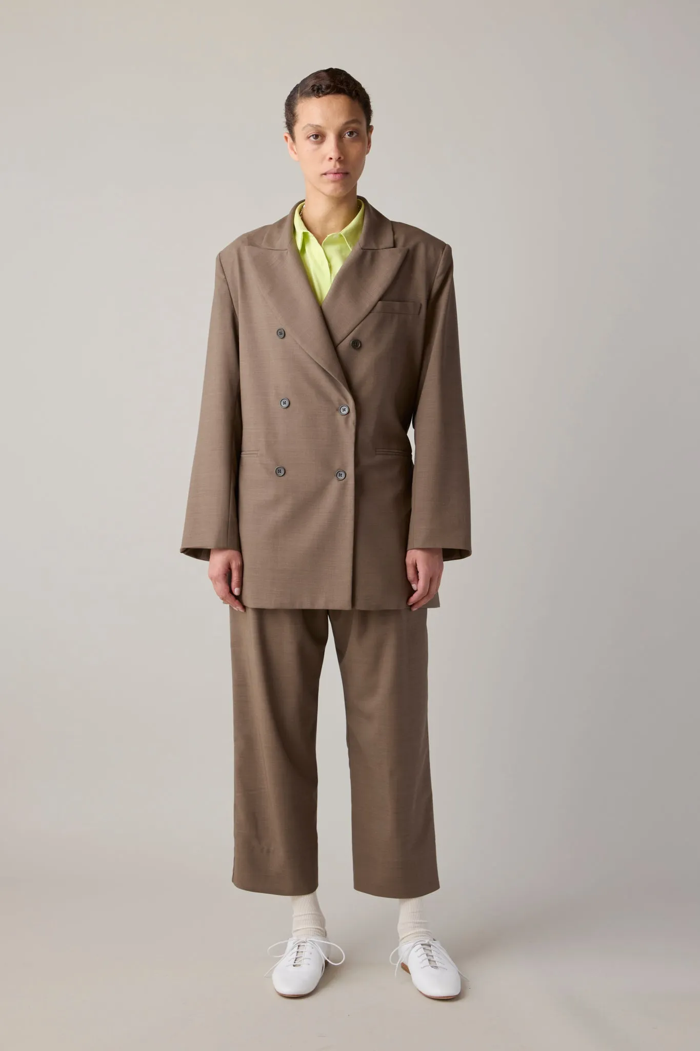 CLAIRE BLAZER WITH BELT | MUSHROOM TROPICAL WOOL sold by Caron Callahan product image thumbnail 5