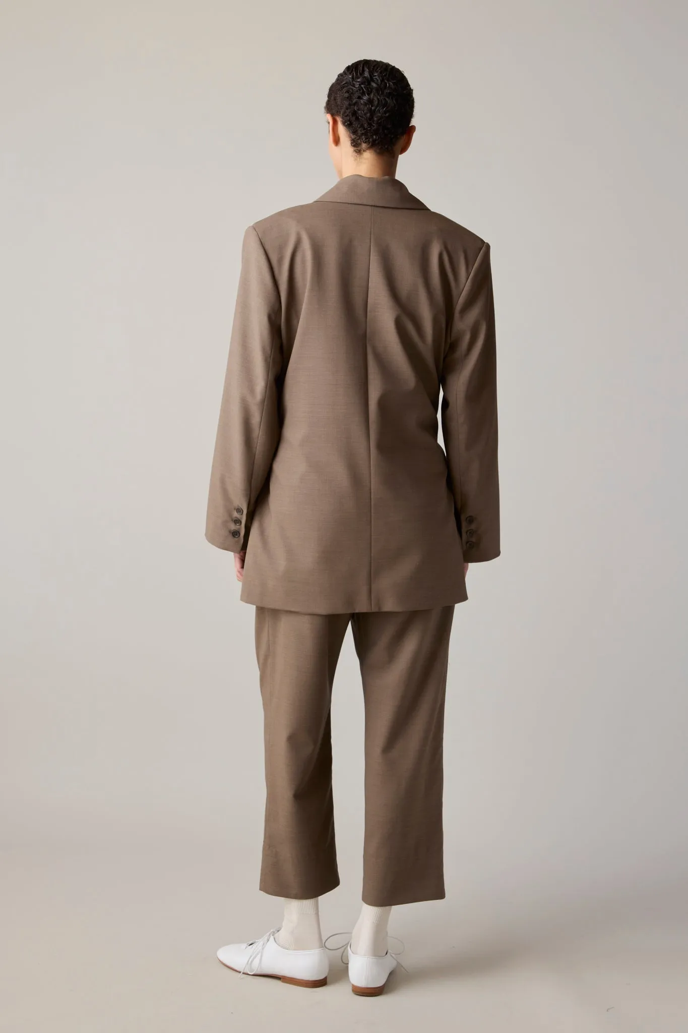 CLAIRE BLAZER WITH BELT | MUSHROOM TROPICAL WOOL sold by Caron Callahan product image thumbnail 4