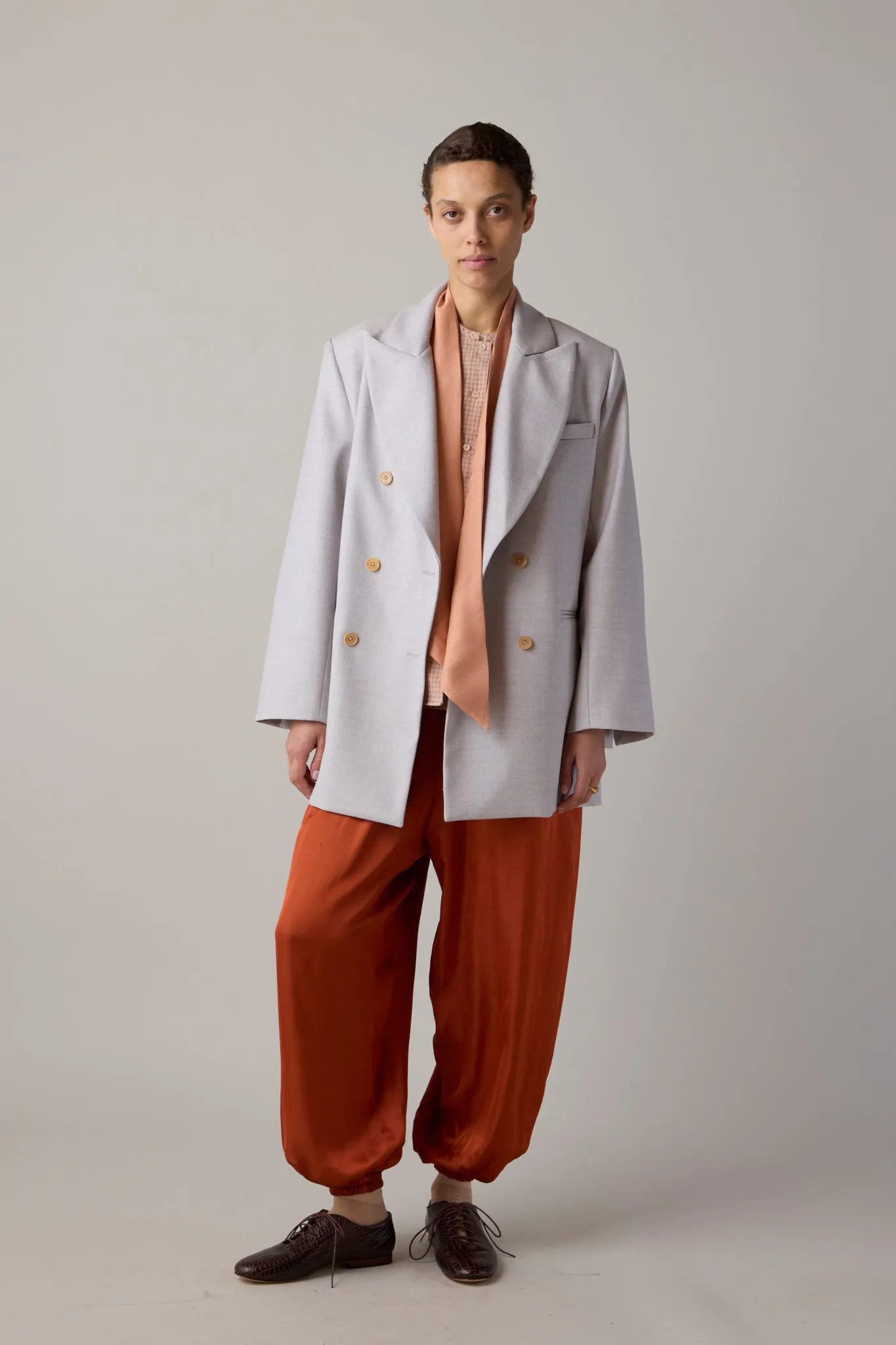 CLAIRE BLAZER WITH BELT | BLUE GREIGE WOOL CANVAS sold by Caron Callahan product image thumbnail 2