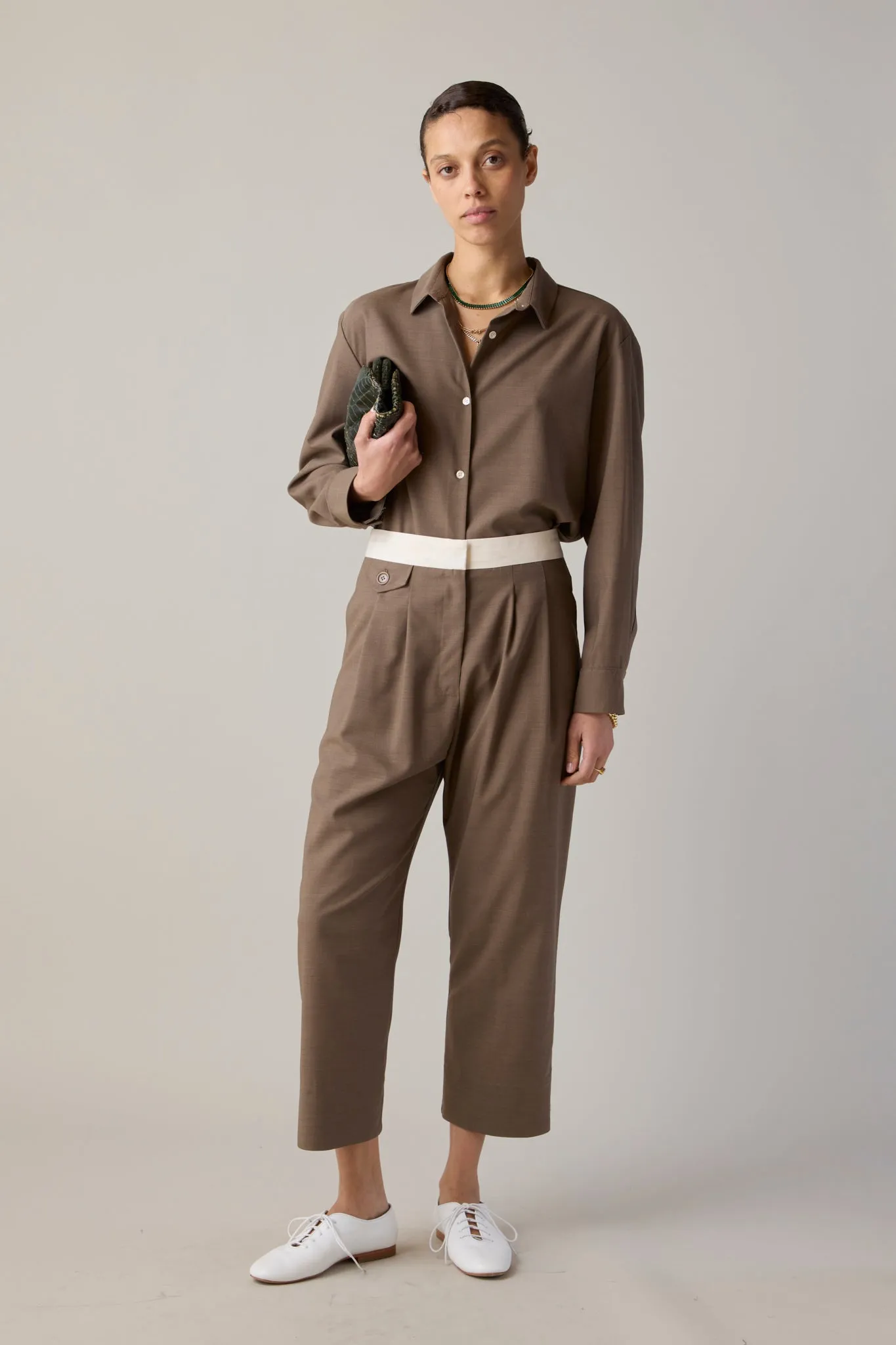 KRANSTON PANT | MUSHROOM TROPICAL WOOL sold by Caron Callahan