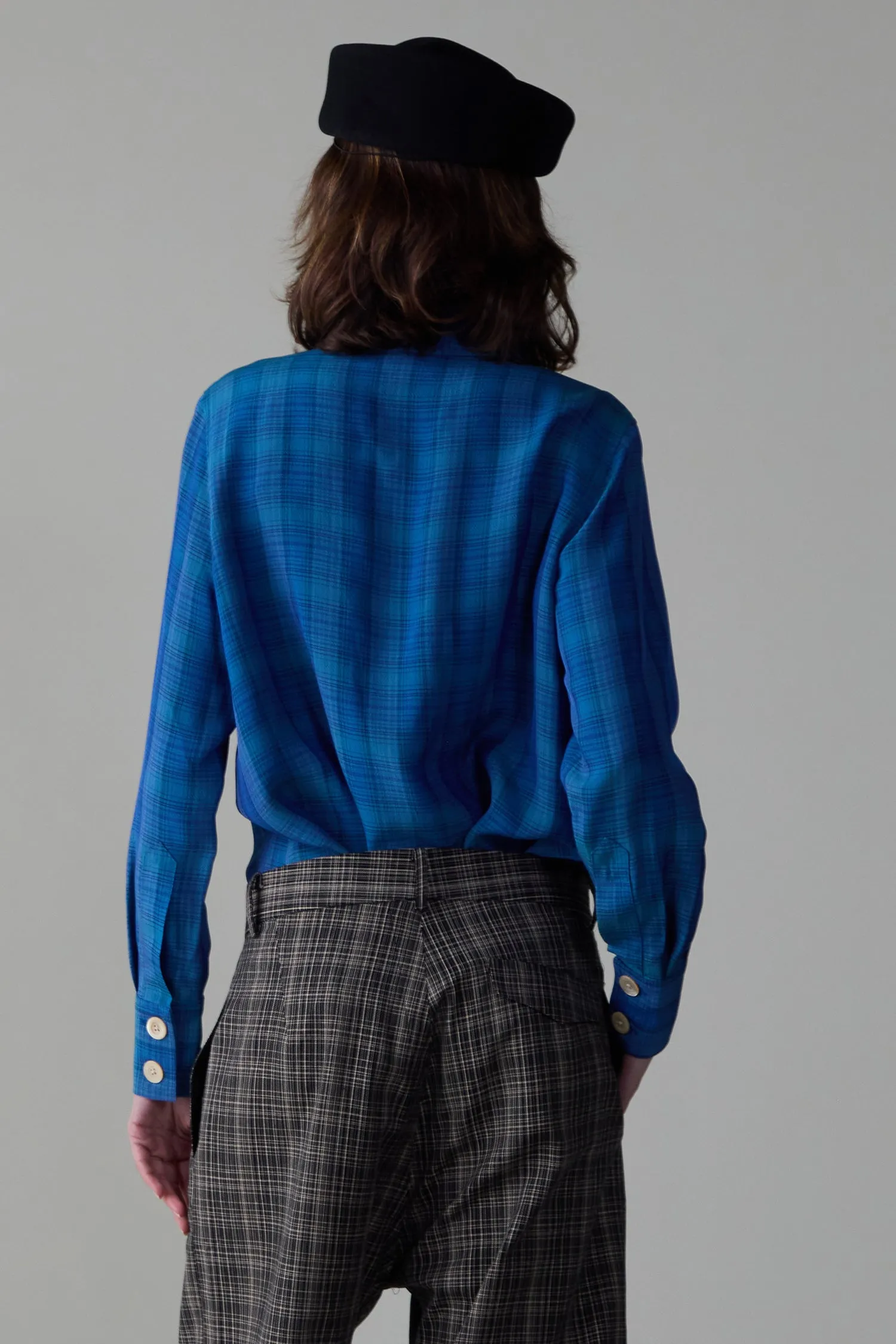 CARISSA SHIRT | TEAL VISCOSE PLAID sold by Caron Callahan product image thumbnail 5