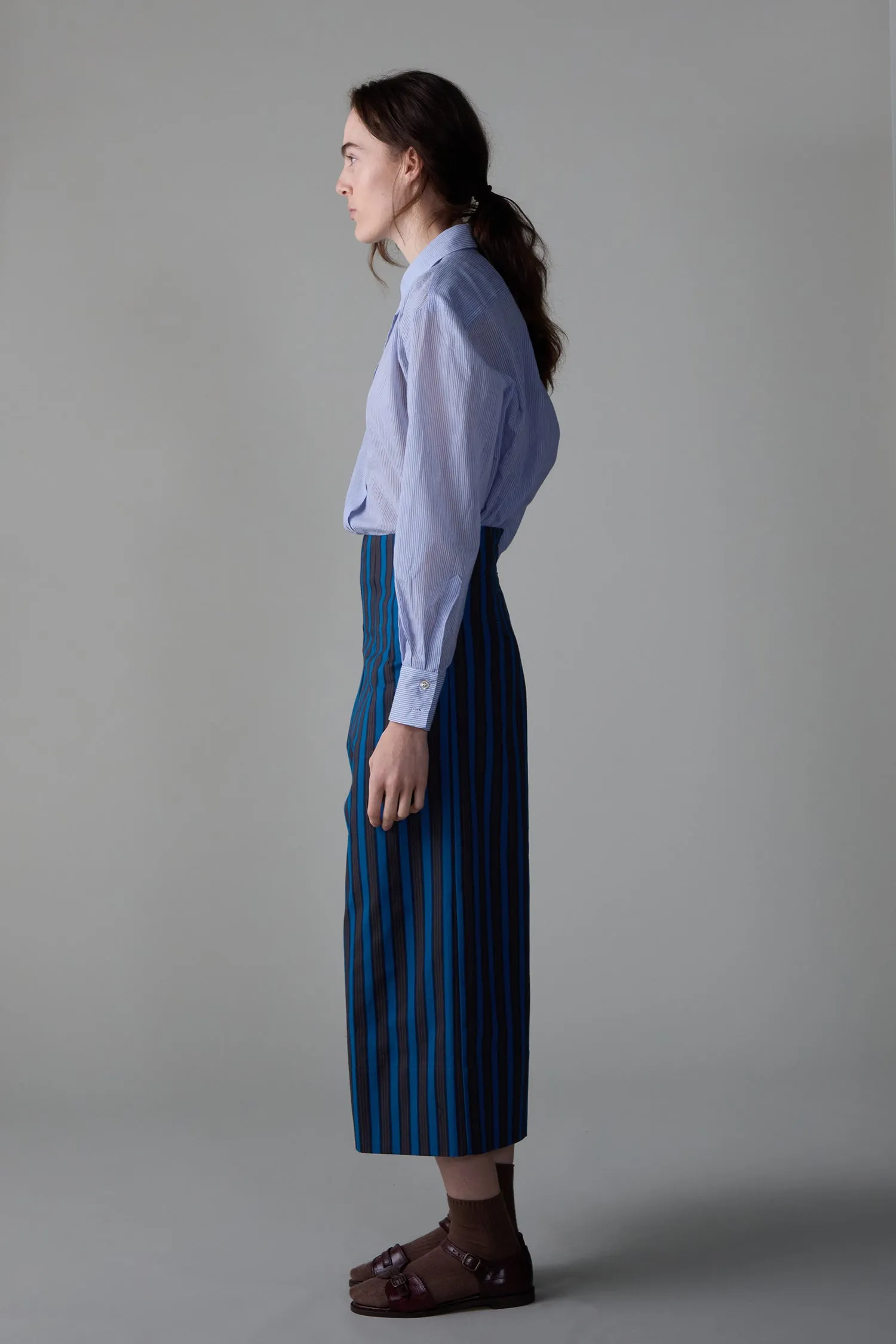 ELLIS PANT | TEAL COTTON STRIPE sold by Caron Callahan product image thumbnail 2