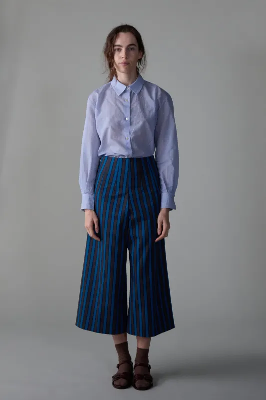 ELLIS PANT | TEAL COTTON STRIPE made by Caron Callahan