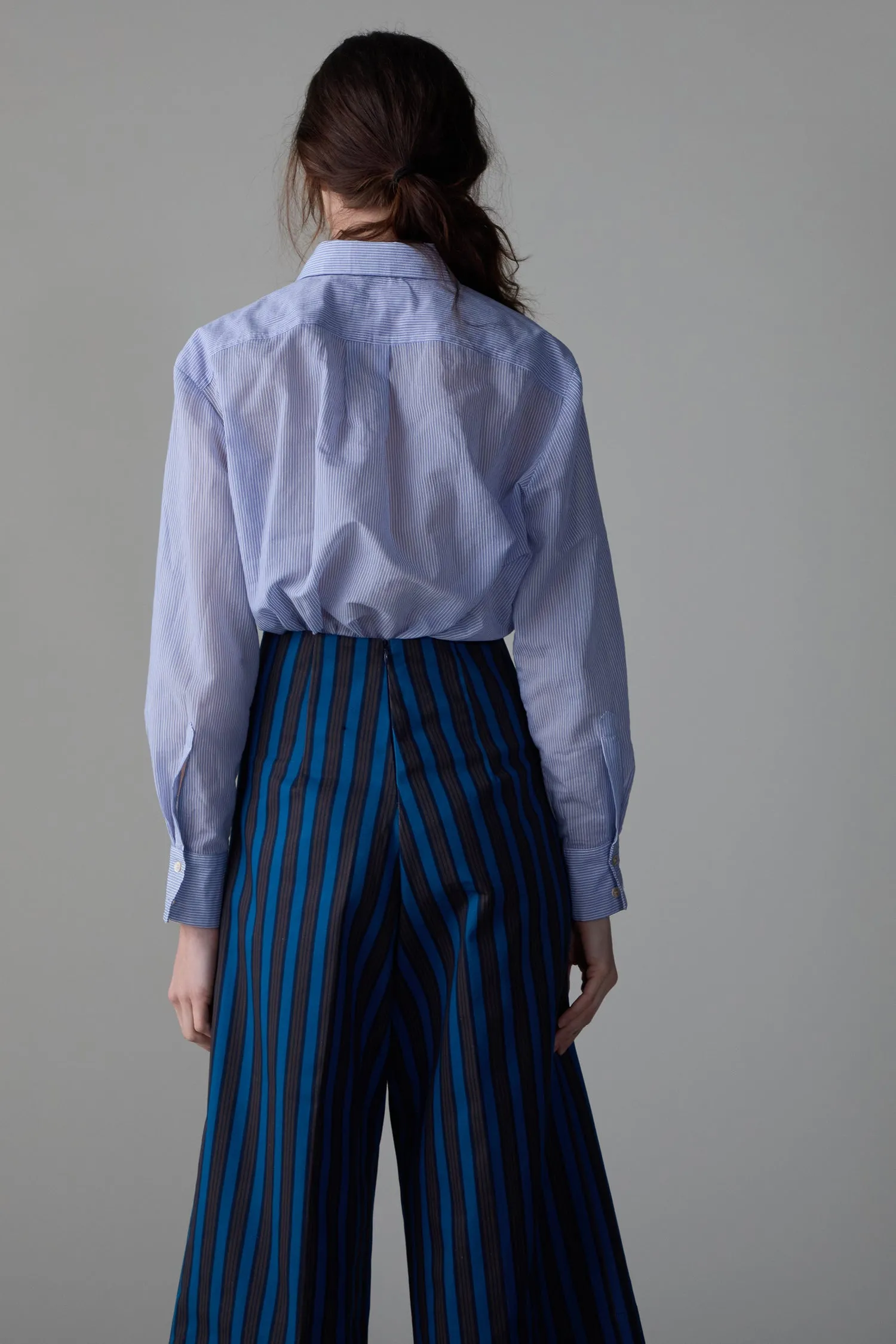 ELLIS PANT | TEAL COTTON STRIPE sold by Caron Callahan product image thumbnail 3