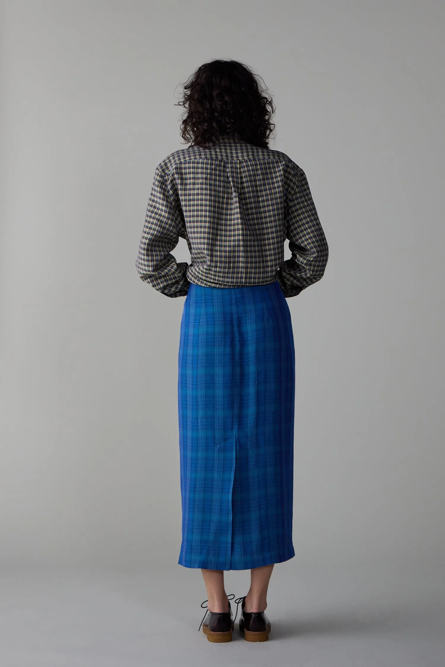 LILA SKIRT | TEAL VISCOSE PLAID sold by Caron Callahan product image thumbnail 2