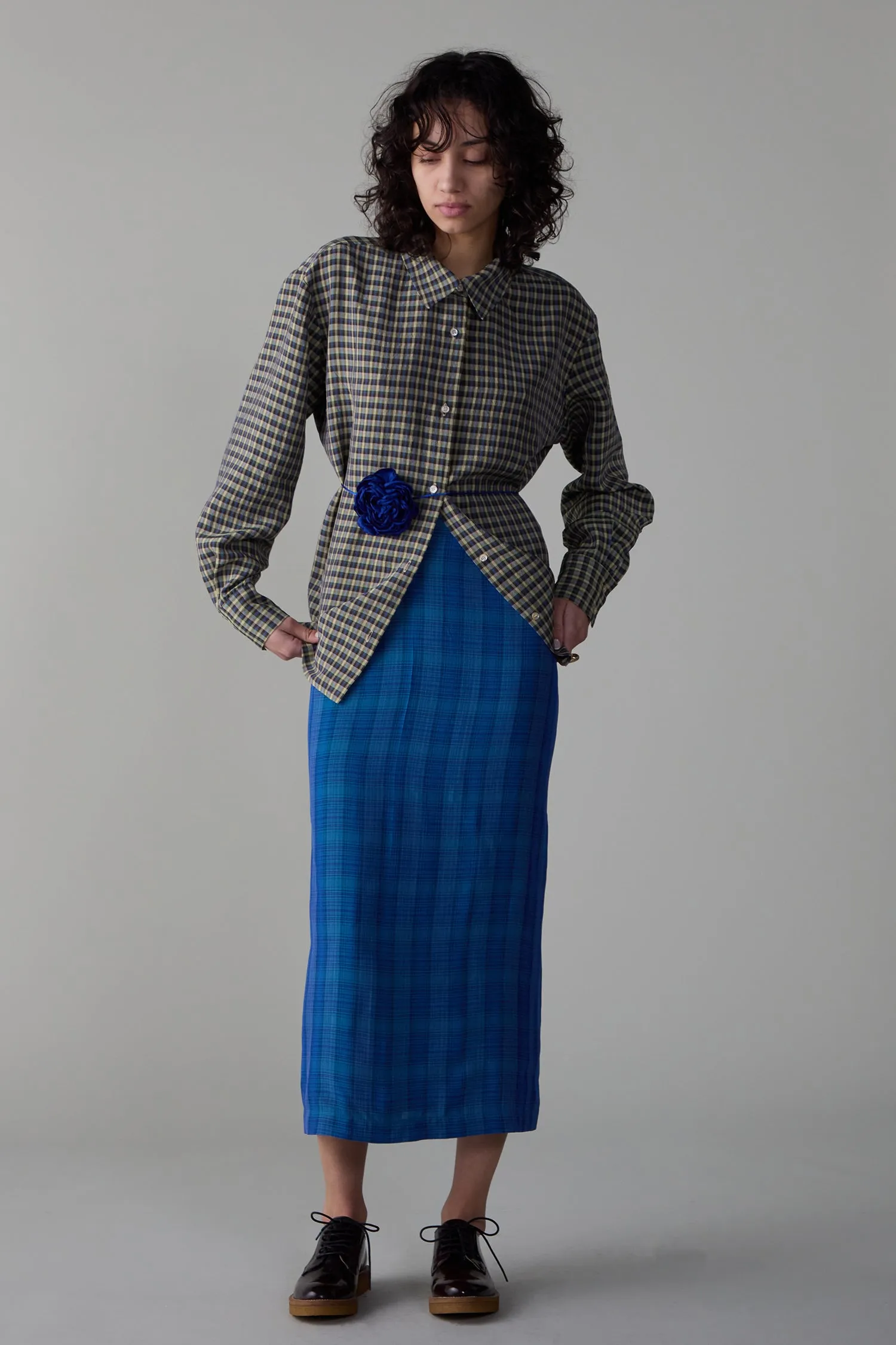 LILA SKIRT | TEAL VISCOSE PLAID sold by Caron Callahan product image thumbnail 3