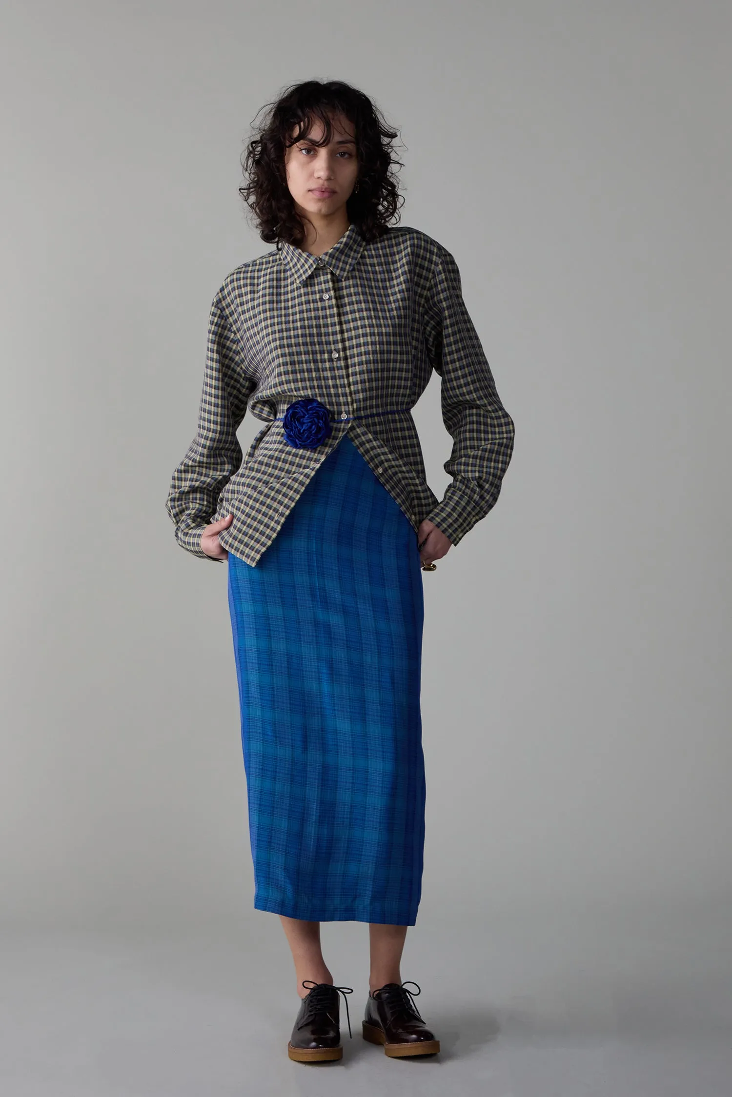 LILA SKIRT | TEAL VISCOSE PLAID sold by Caron Callahan