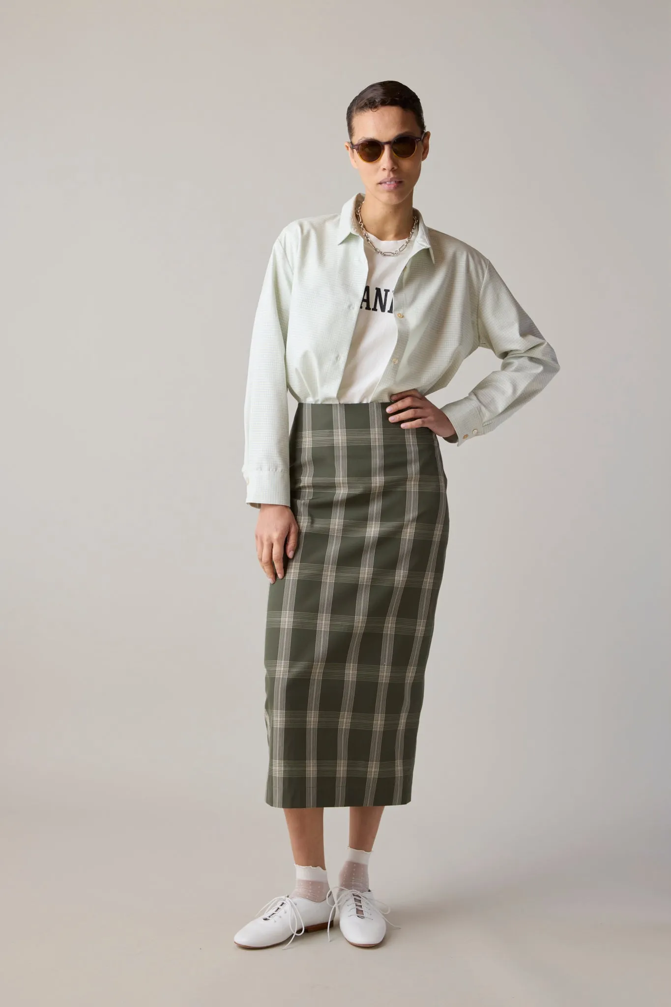 LILA SKIRT | OLIVE PLAID sold by Caron Callahan product image thumbnail 2