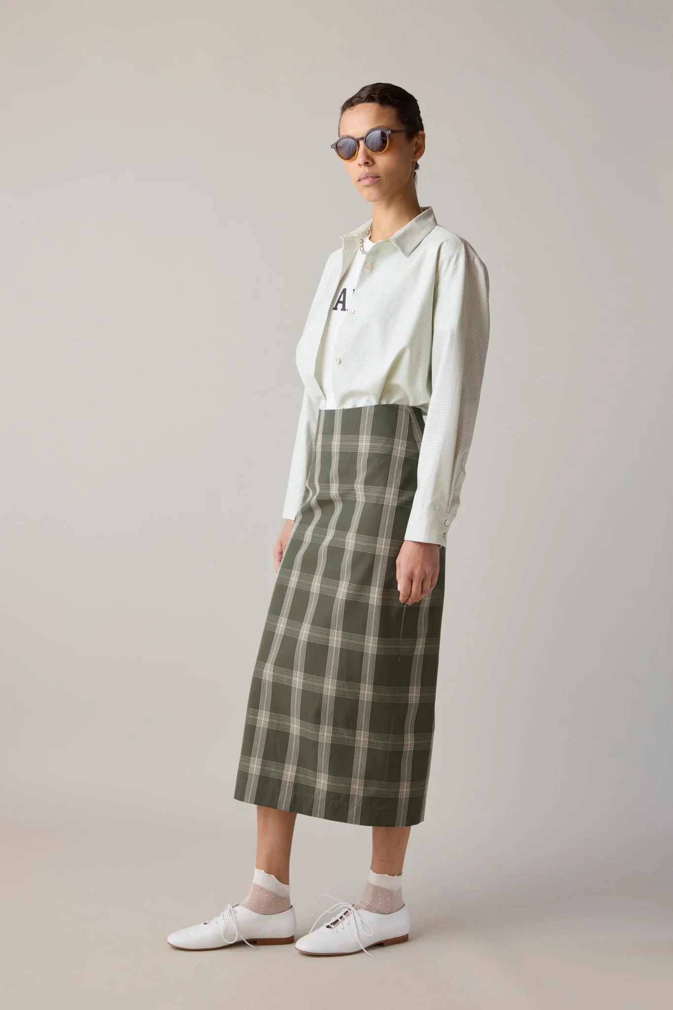 LILA SKIRT | OLIVE PLAID sold by Caron Callahan product image thumbnail 3