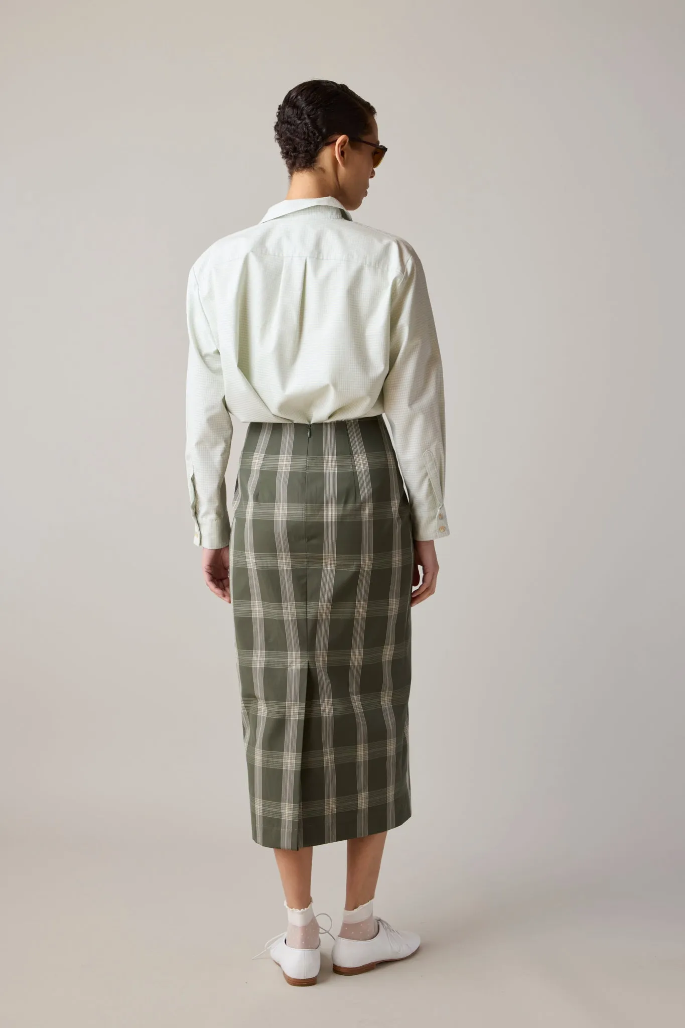 LILA SKIRT | OLIVE PLAID sold by Caron Callahan product image thumbnail 4