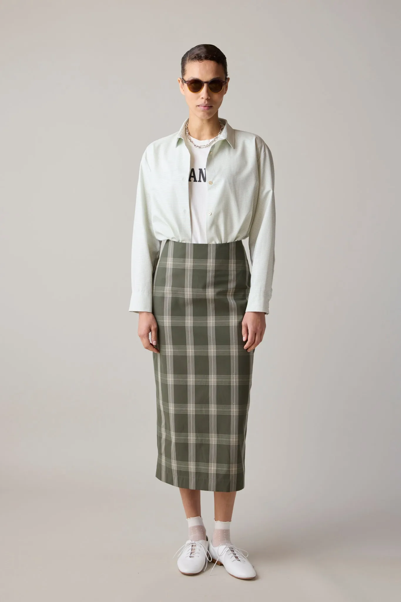 LILA SKIRT | OLIVE PLAID sold by Caron Callahan