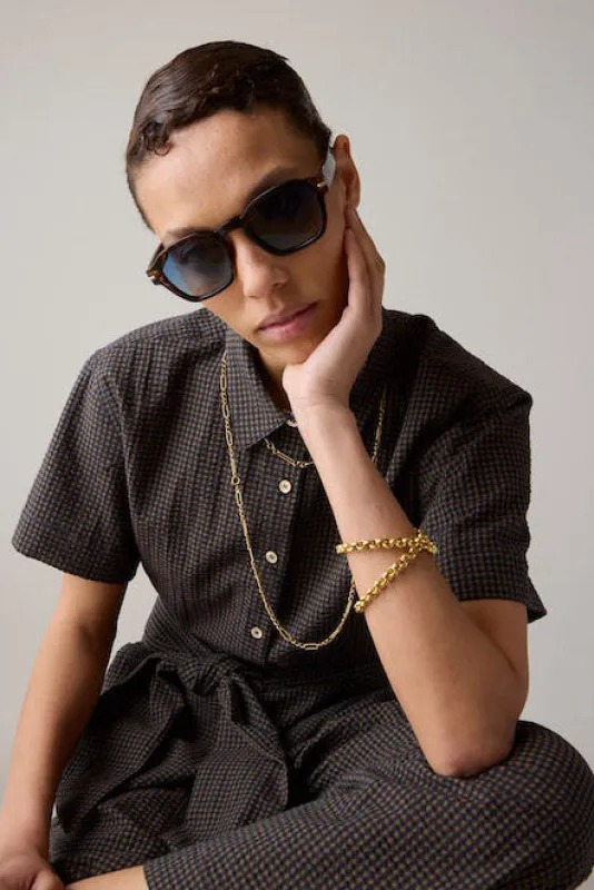 APRIL SHIRT | BROWN & BLACK GINGHAM made by Caron Callahan